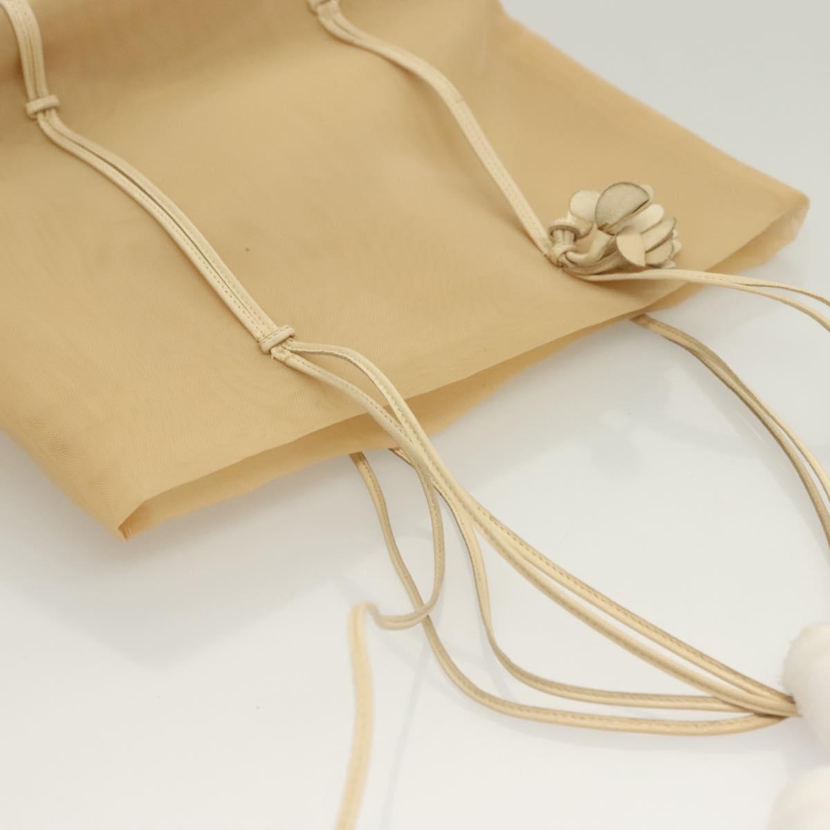 PRADA Hand Bag Nylon Beige Auth 128335