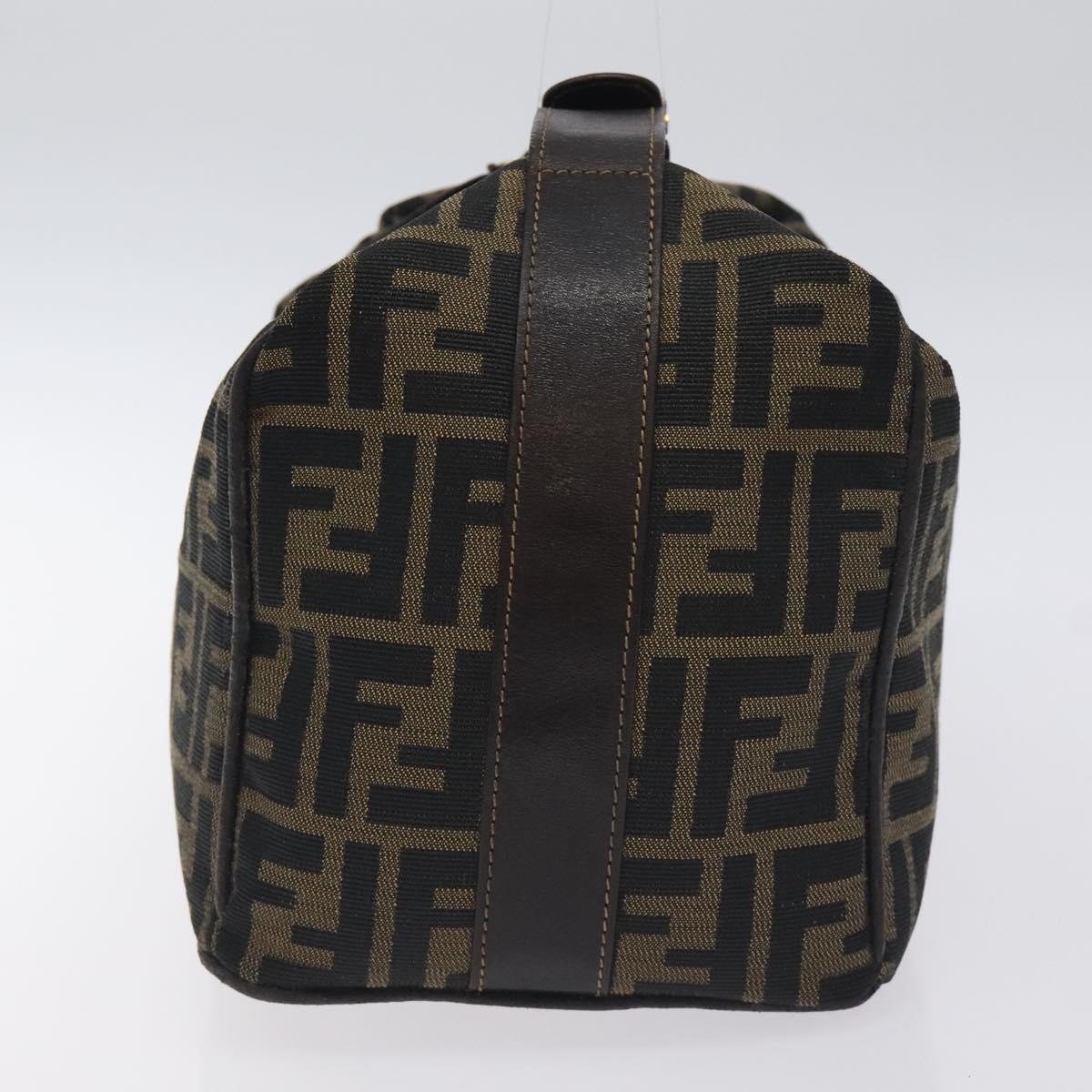 FENDI Zucca Canvas Vanity Pouch Brown Black Auth 128359