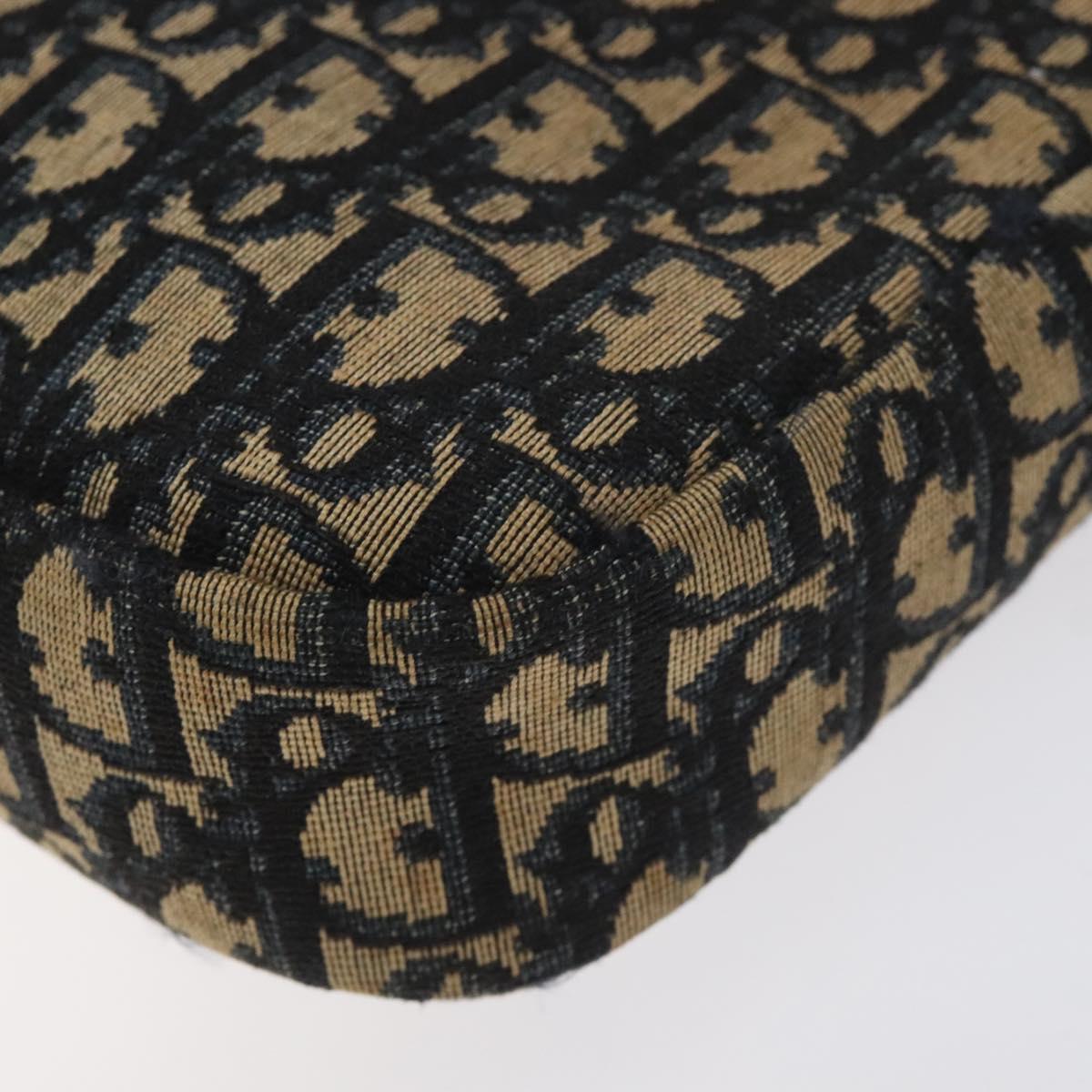 Christian Dior Trotter Canvas Shoulder Bag Navy Gold Auth 128360