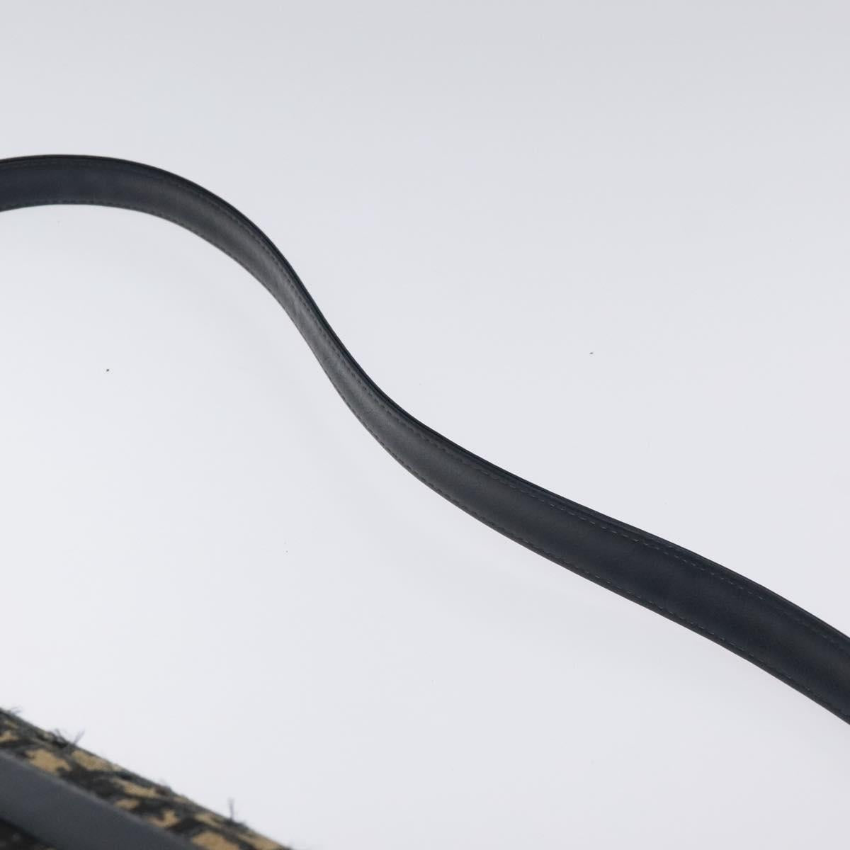 Christian Dior Trotter Canvas Shoulder Bag Navy Gold Auth 128360