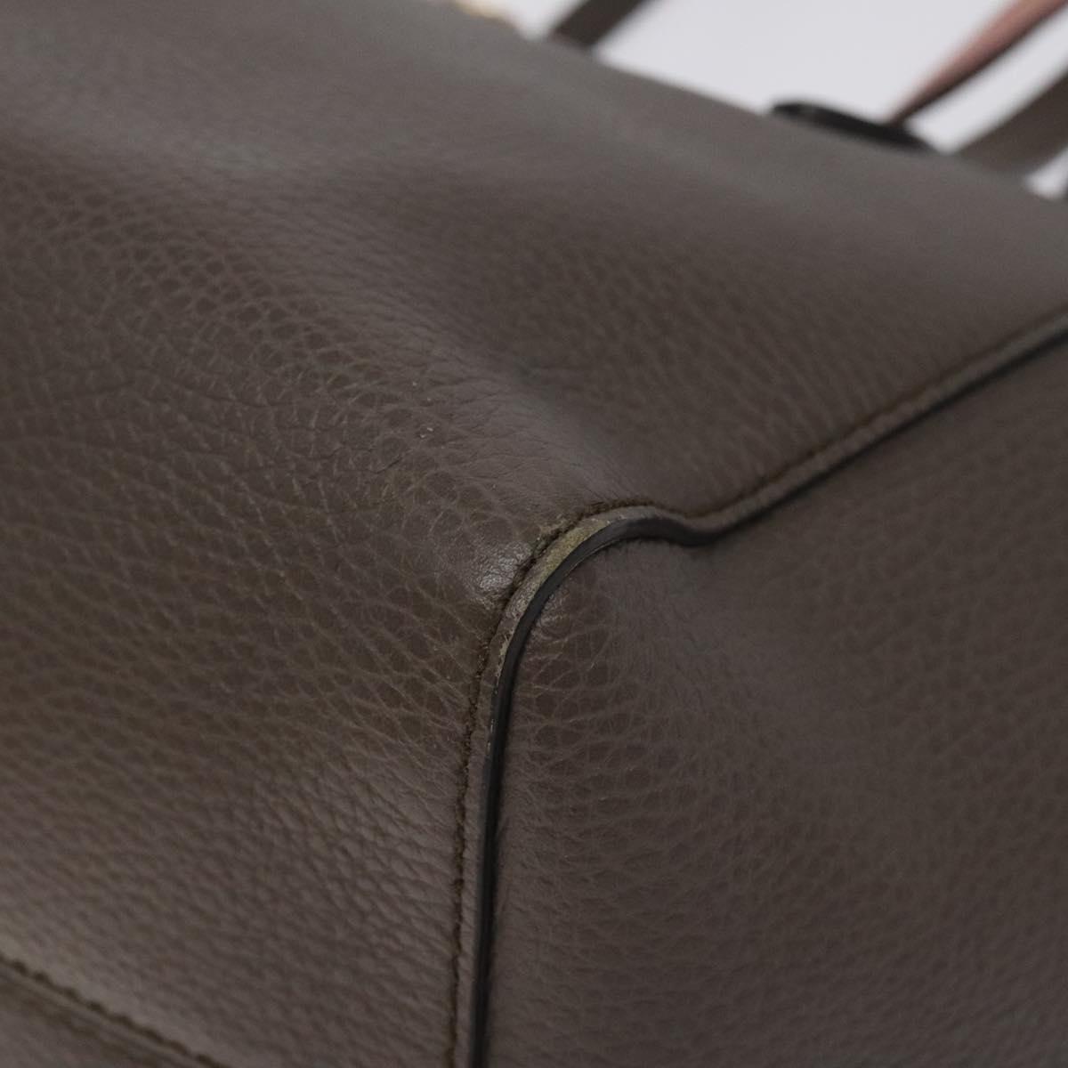 GUCCI Tote Bag Leather Beige Gold 354408 Auth 128362