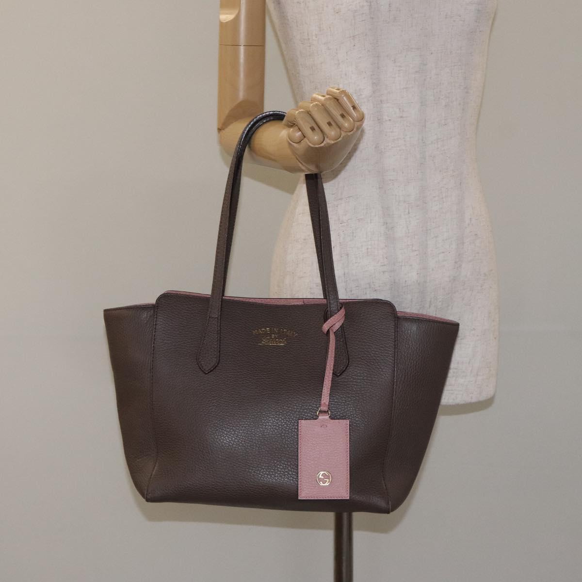 GUCCI Tote Bag Leather Beige Gold 354408 Auth 128362