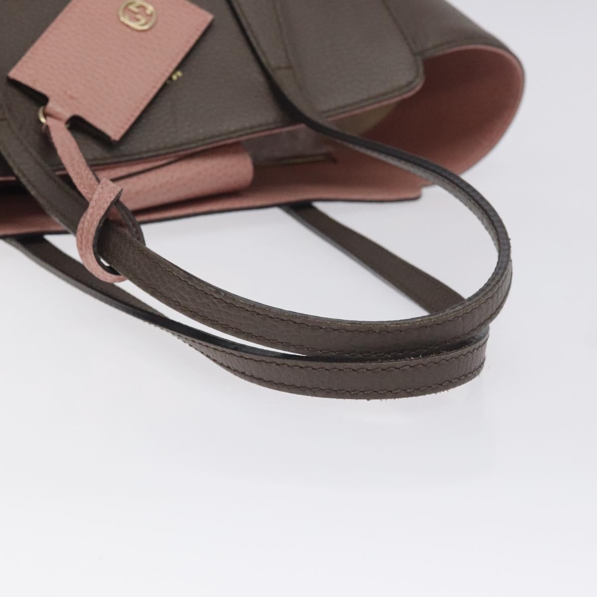 GUCCI Tote Bag Leather Beige Gold 354408 Auth 128362