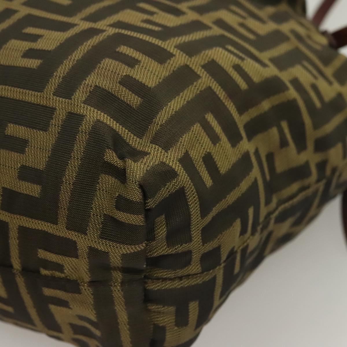 FENDI Zucca Canvas Mamma Tote Bag Black Brown Auth 128398