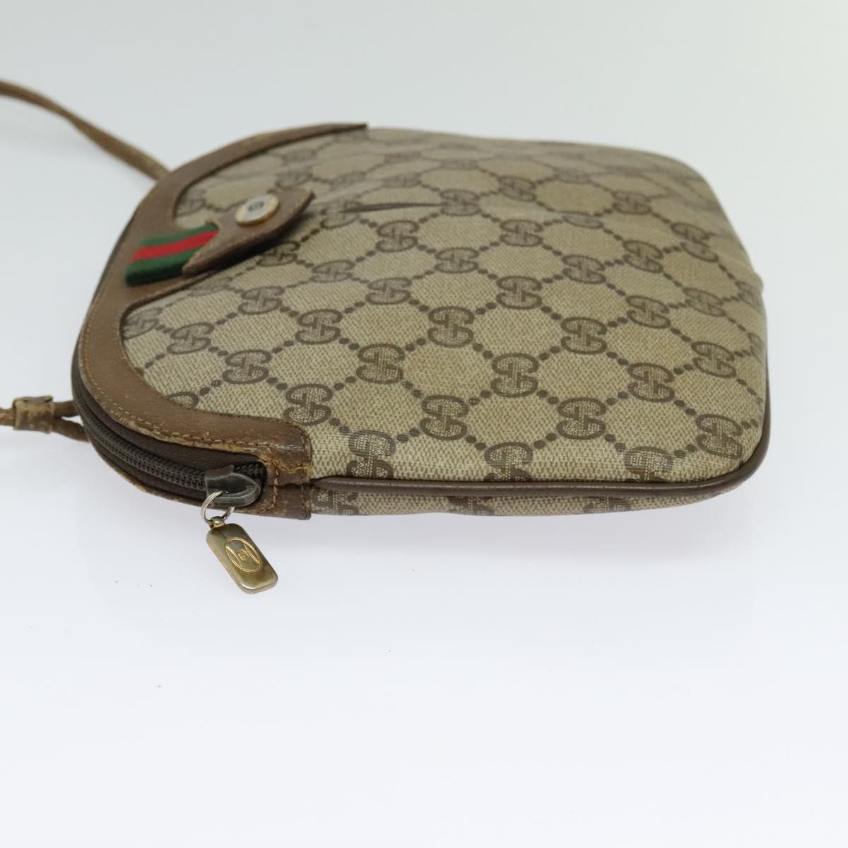 GUCCI GG Supreme Web Sherry Line Shoulder Bag PVC Beige 904 02 047 Auth 128433