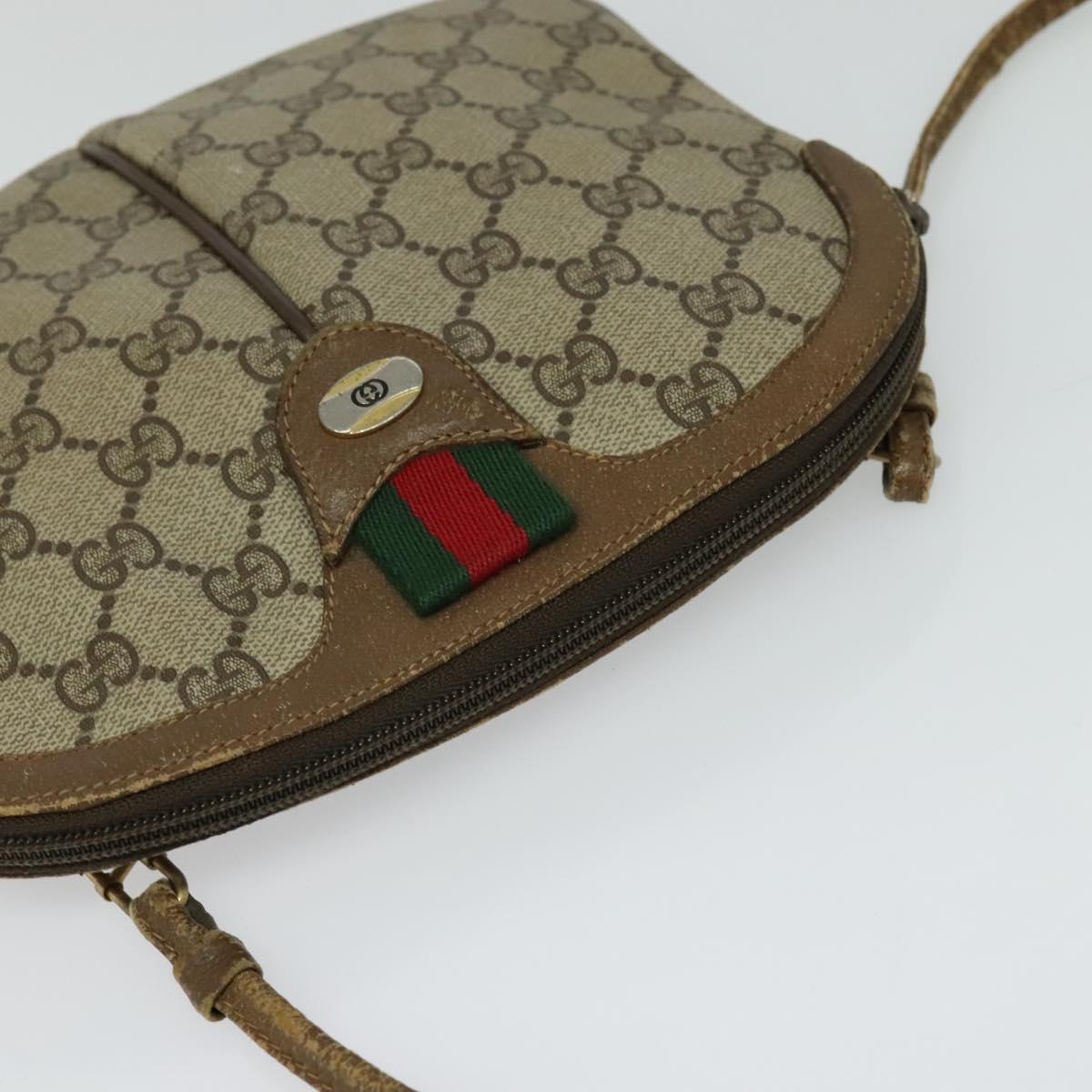 GUCCI GG Supreme Web Sherry Line Shoulder Bag PVC Beige 904 02 047 Auth 128433