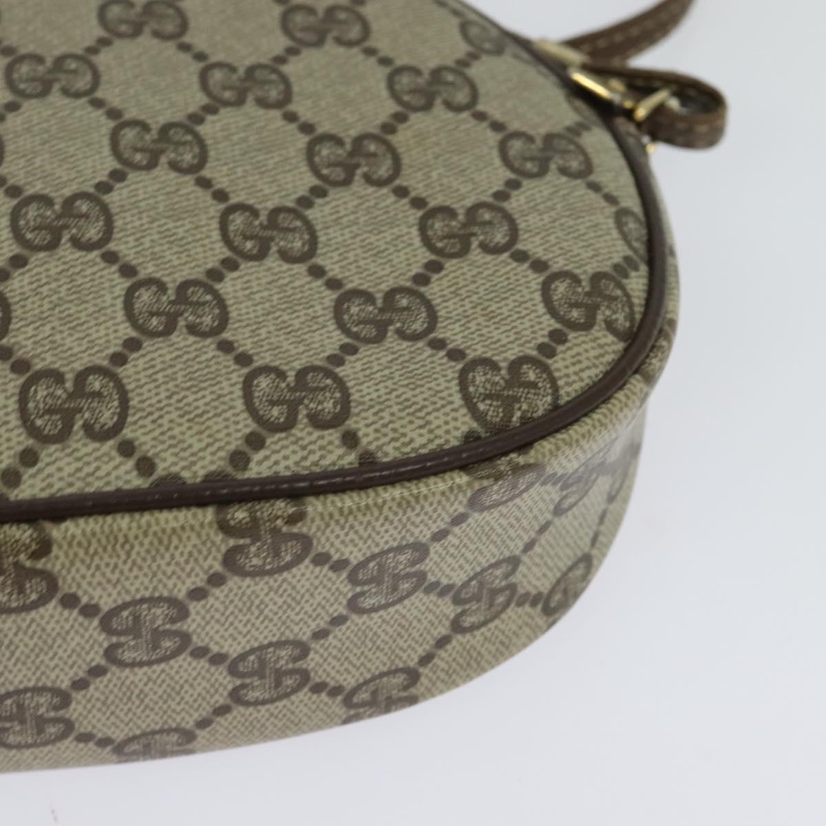 GUCCI GG Supreme Shoulder Bag PVC Beige Gold Auth 128434