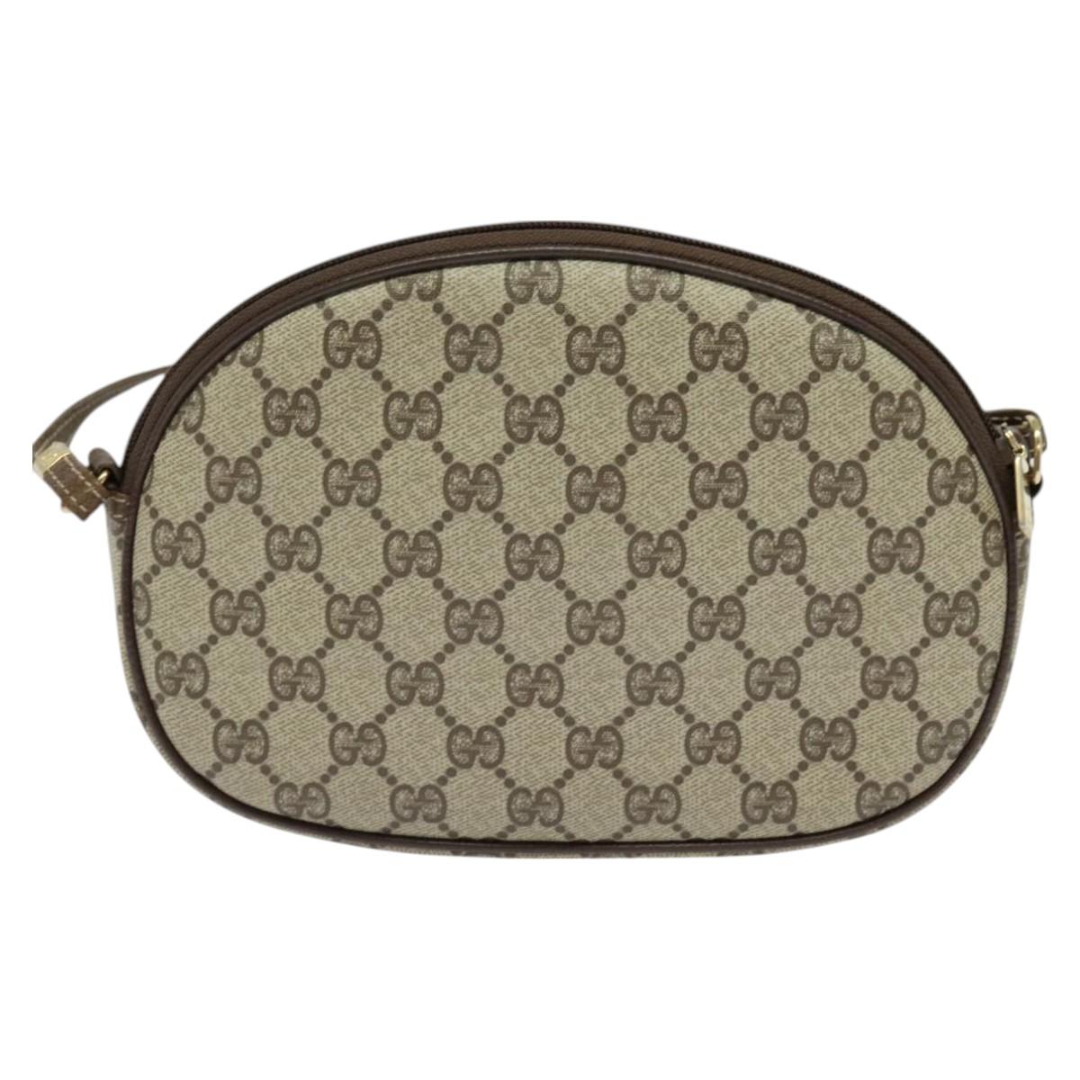 GUCCI GG Supreme Shoulder Bag PVC Beige Gold Auth 128434