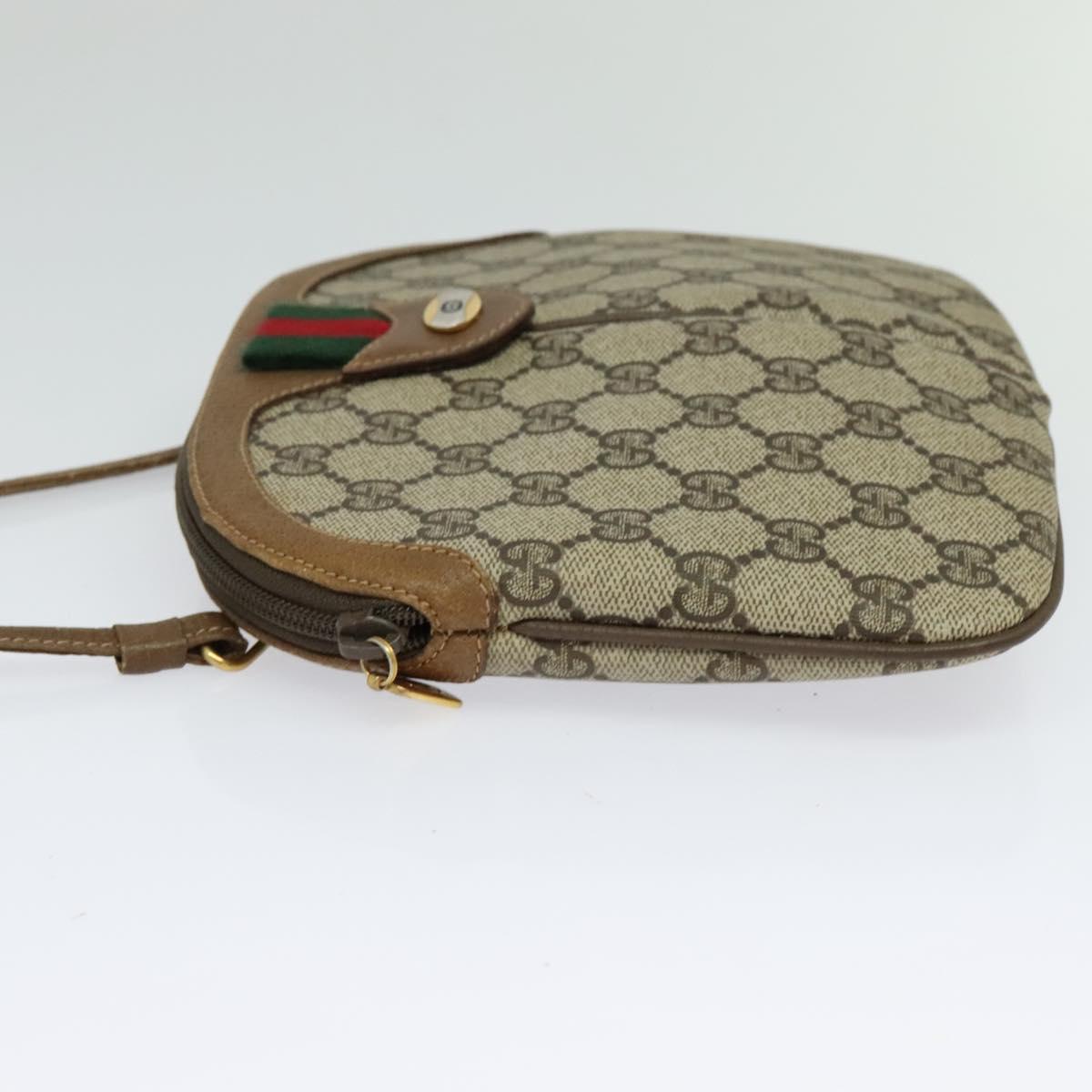 GUCCI GG Supreme Web Sherry Line Shoulder Bag PVC Beige 98 02 047 Auth 128437
