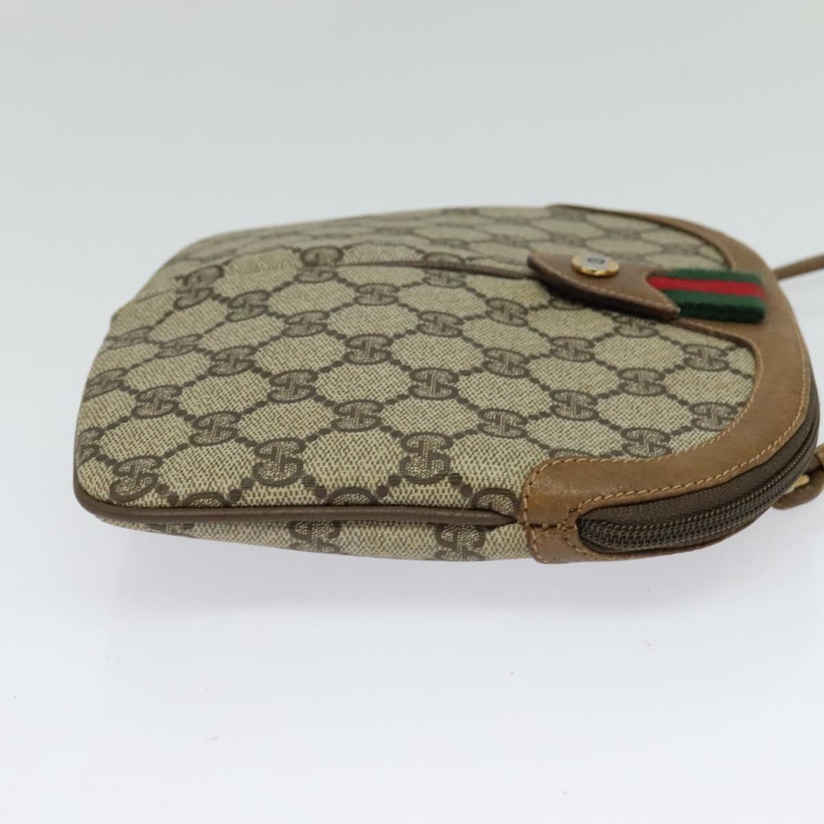GUCCI GG Supreme Web Sherry Line Shoulder Bag PVC Beige 98 02 047 Auth 128437