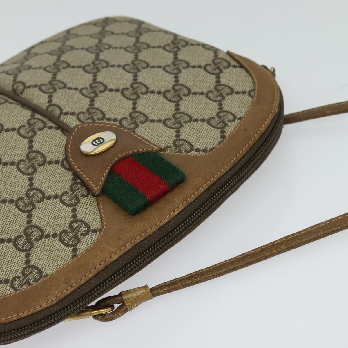 GUCCI GG Supreme Web Sherry Line Shoulder Bag PVC Beige 98 02 047 Auth 128437