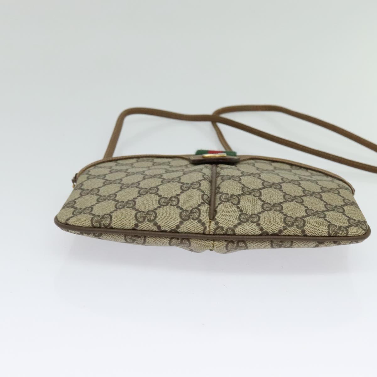 GUCCI GG Supreme Web Sherry Line Shoulder Bag PVC Beige 98 02 047 Auth 128437