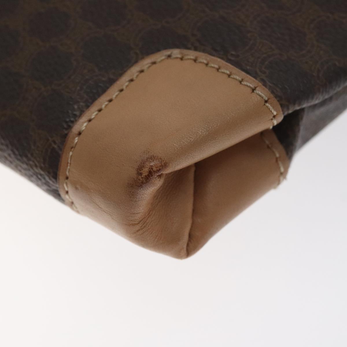 CELINE Macadam Canvas Hand Bag PVC Leather Brown Gold Auth 128439
