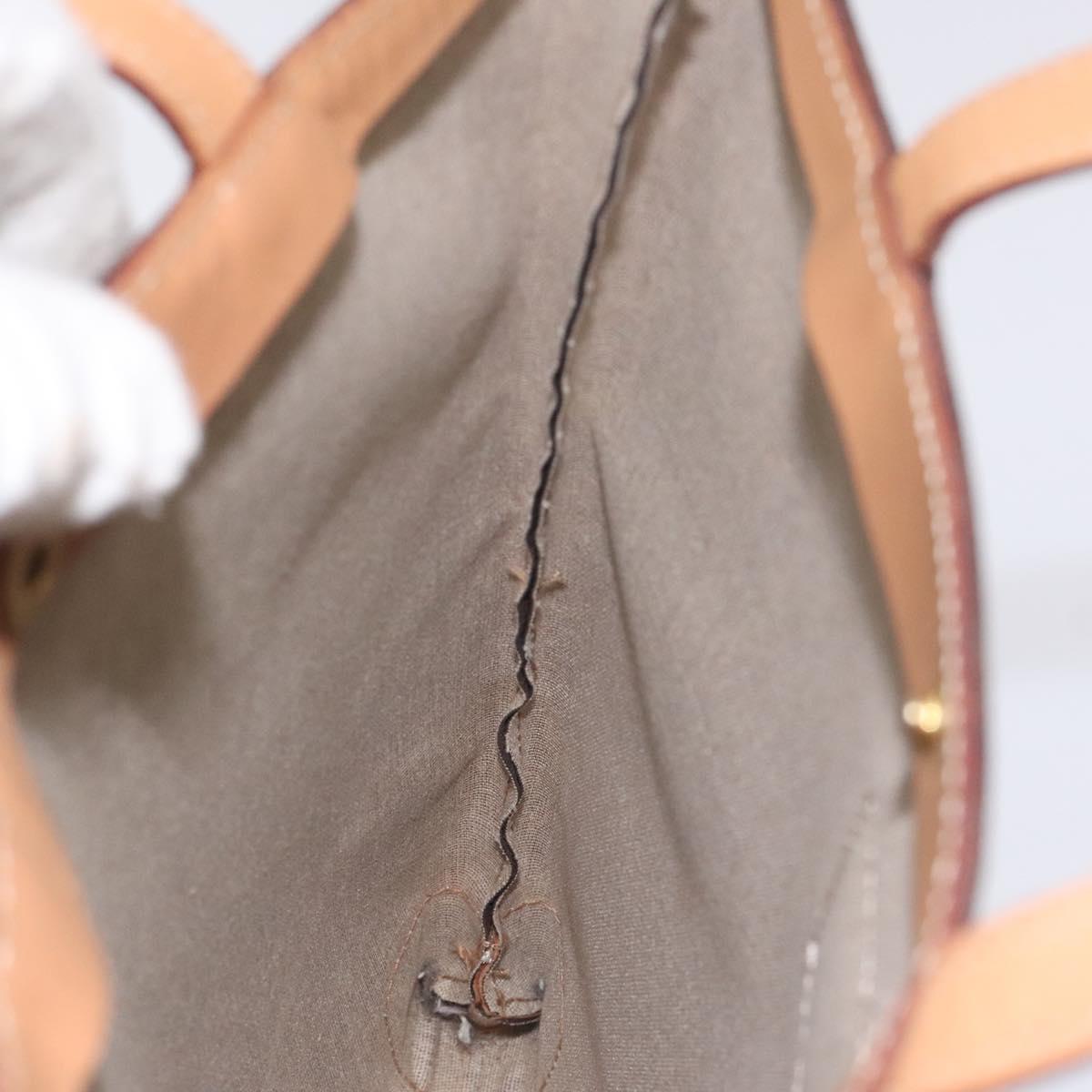 CELINE Macadam Canvas Hand Bag PVC Leather Brown Gold Auth 128439