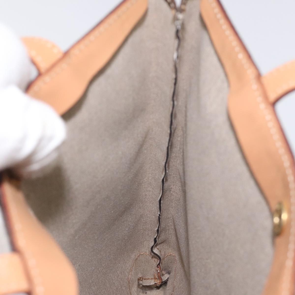 CELINE Macadam Canvas Hand Bag PVC Leather Brown Gold Auth 128439