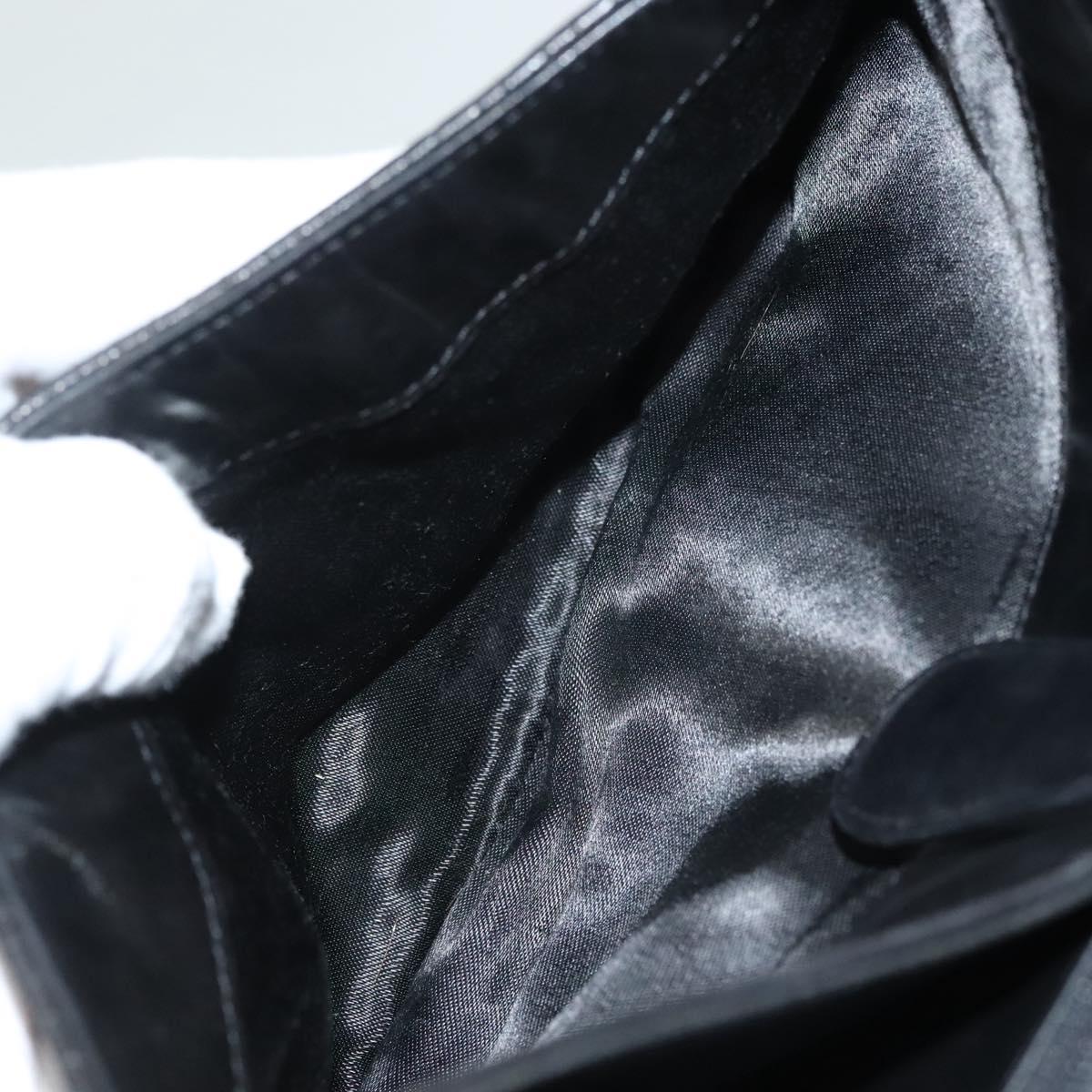 BALLY Chain Shoulder Bag Leather Black Gold Auth 128440