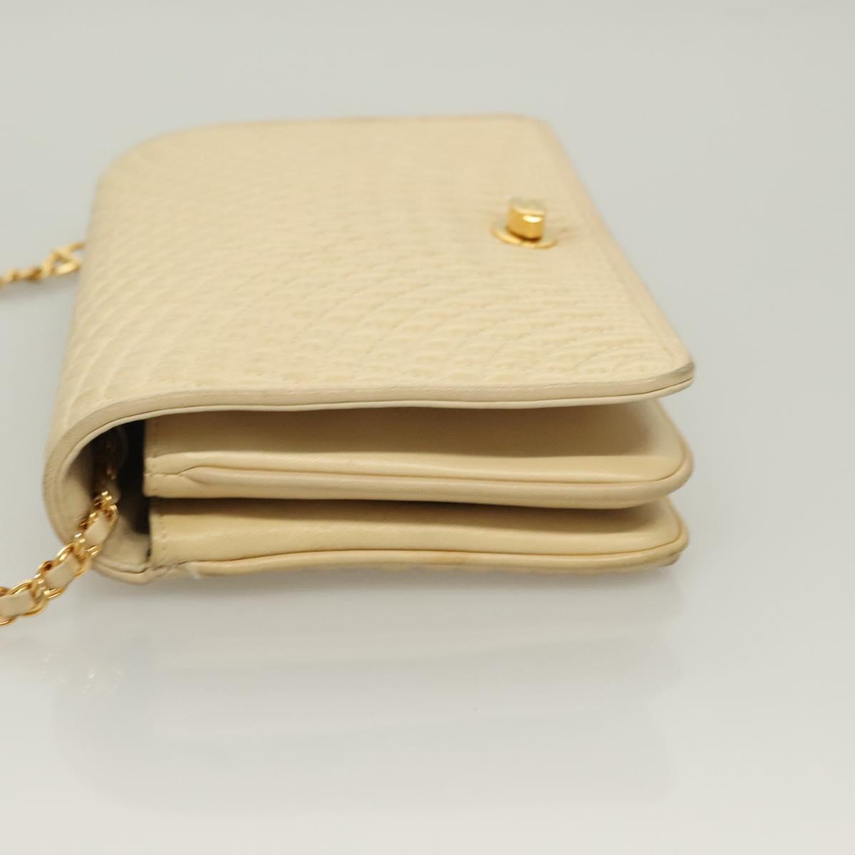 BALLY Chain Shoulder Bag Leather Beige Gold Auth 128441