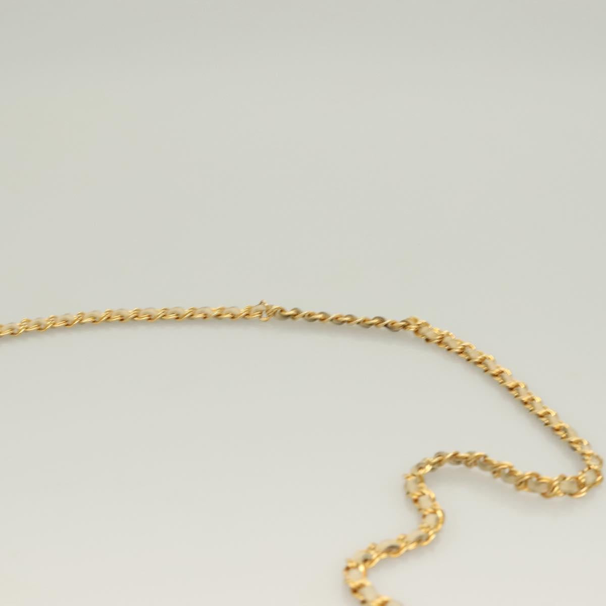 BALLY Chain Shoulder Bag Leather Beige Gold Auth 128441