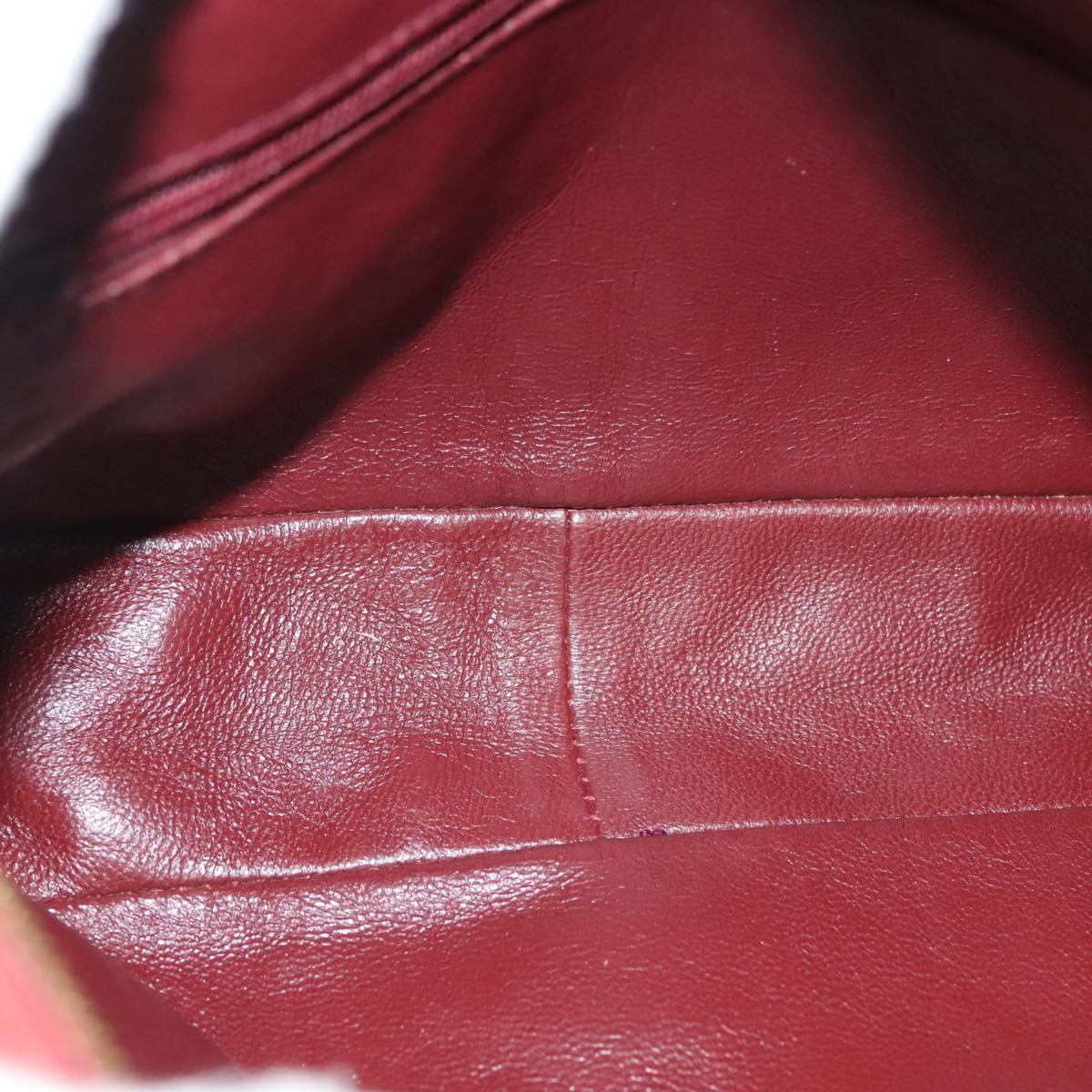 CHANEL Matelasse Chain Shoulder Bag Lamb Skin Red Gold CC Auth 128443