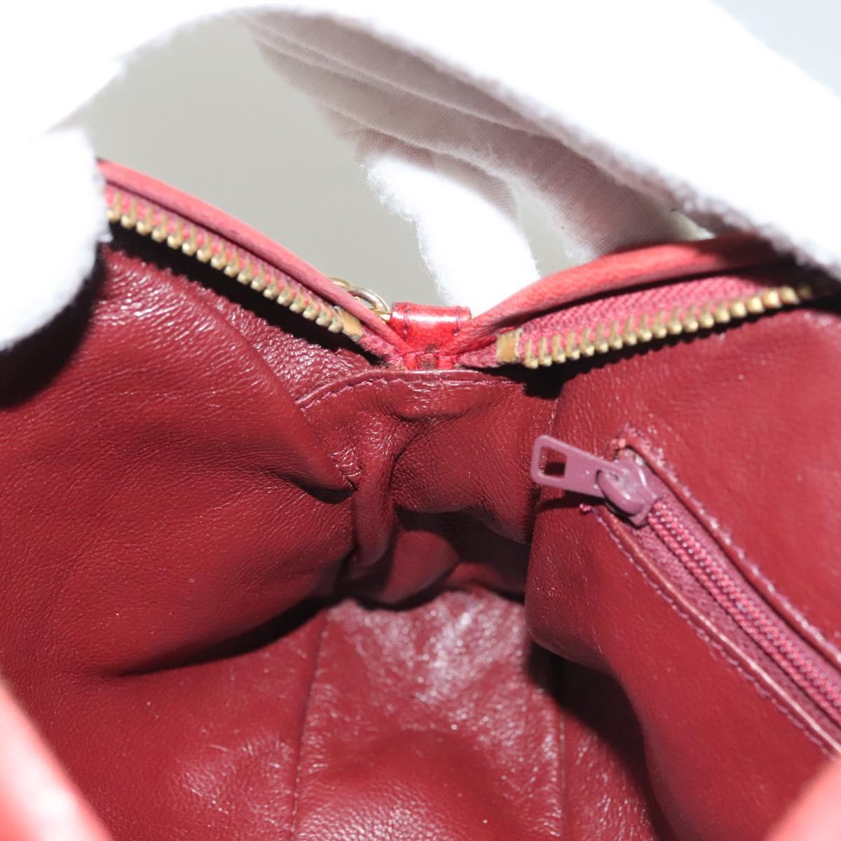 CHANEL Matelasse Chain Shoulder Bag Lamb Skin Red Gold CC Auth 128443