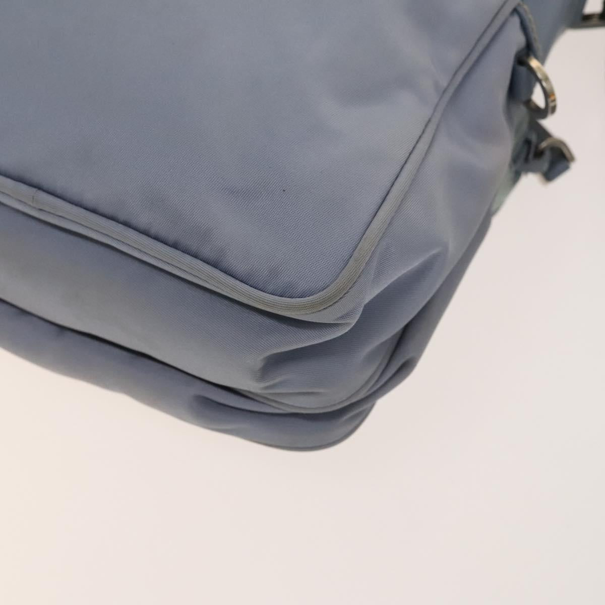 PRADA Shoulder Bag Nylon Light Blue Silver Auth 128446