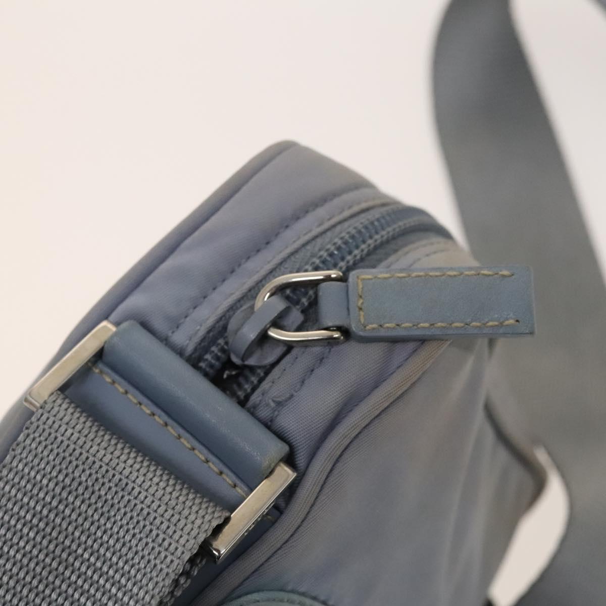 PRADA Shoulder Bag Nylon Light Blue Silver Auth 128446