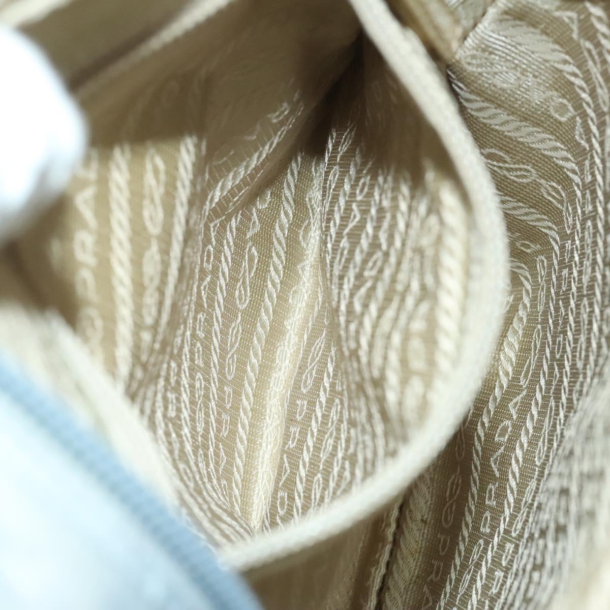 PRADA Shoulder Bag Nylon Light Blue Silver Auth 128446