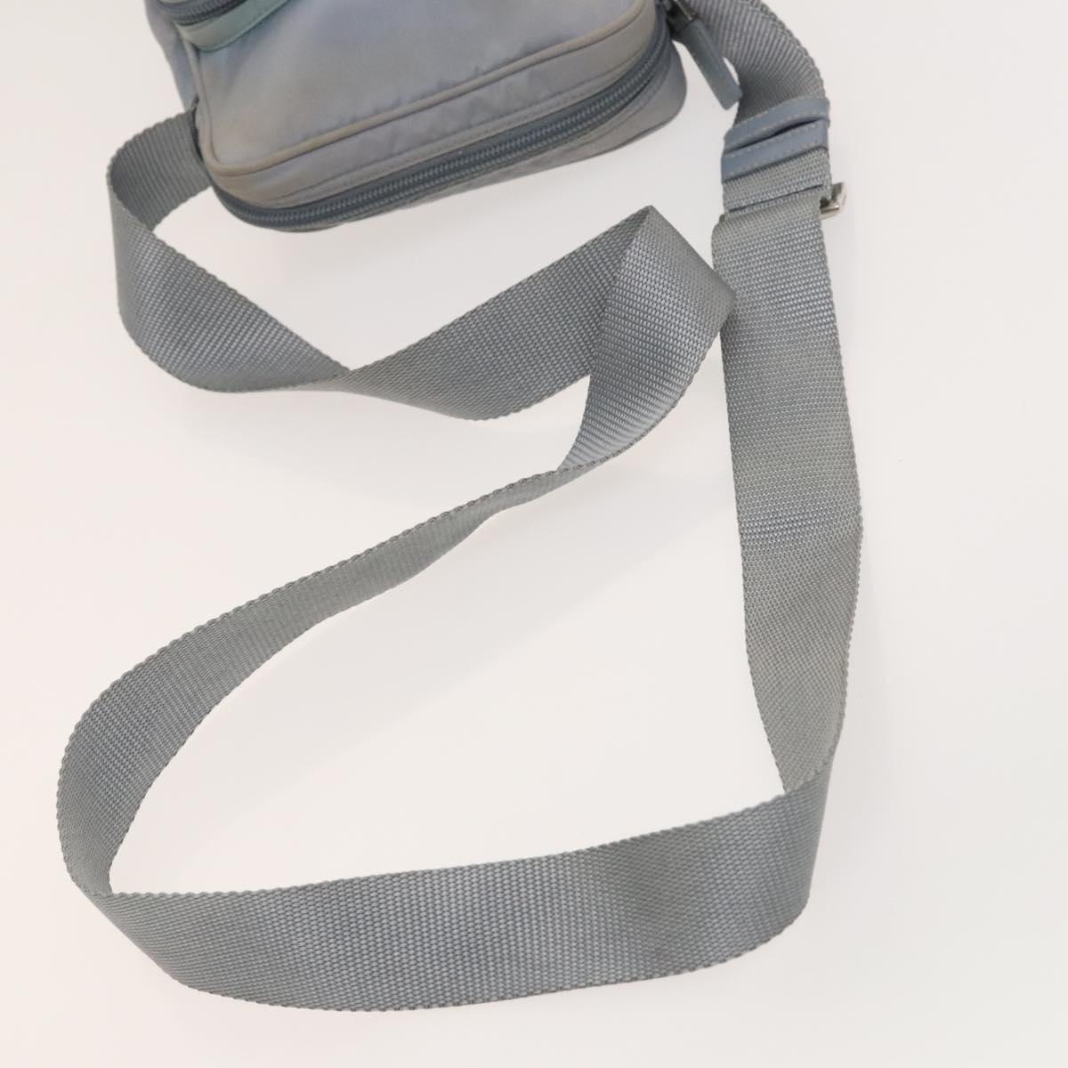 PRADA Shoulder Bag Nylon Light Blue Silver Auth 128446