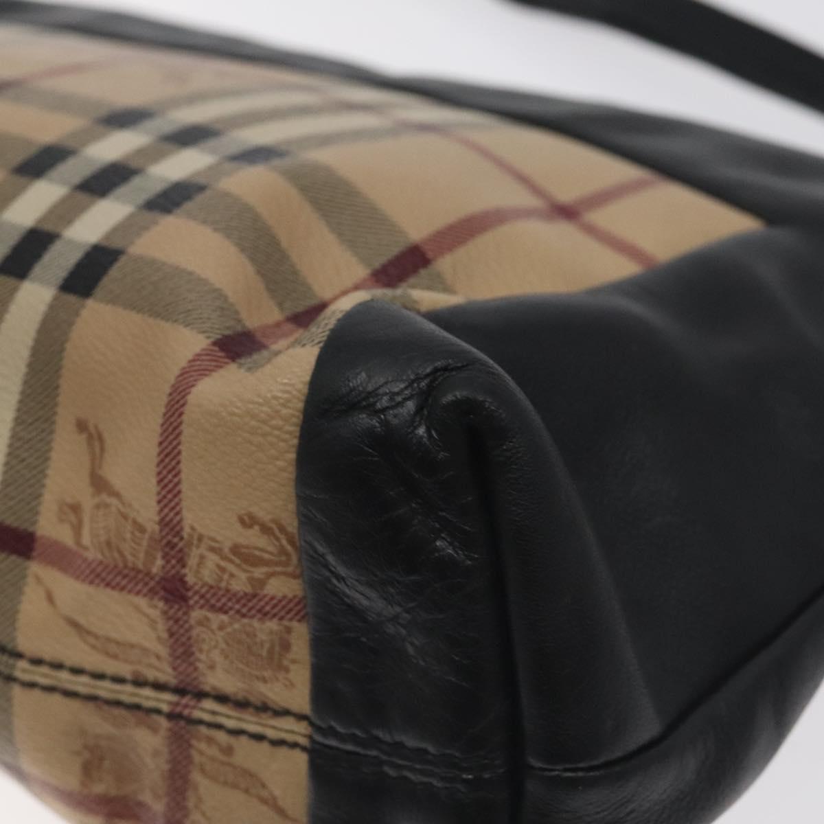 BURBERRY Nova Check Shoulder Bag PVC Beige Auth 128447