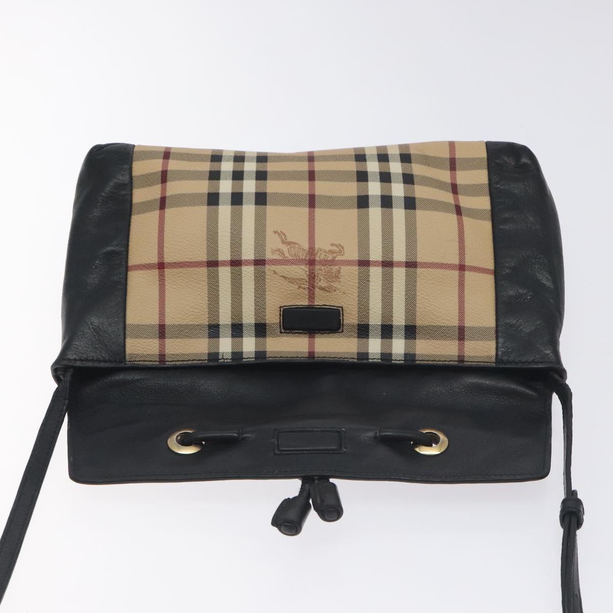 BURBERRY Nova Check Shoulder Bag PVC Beige Auth 128447