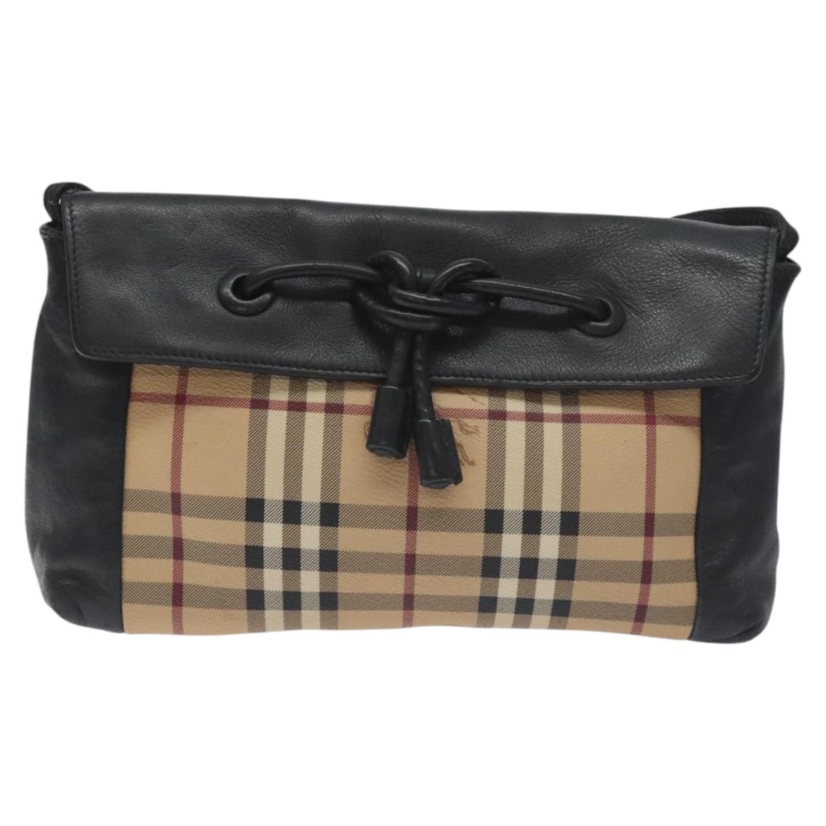 BURBERRY Nova Check Shoulder Bag PVC Beige Auth 128447