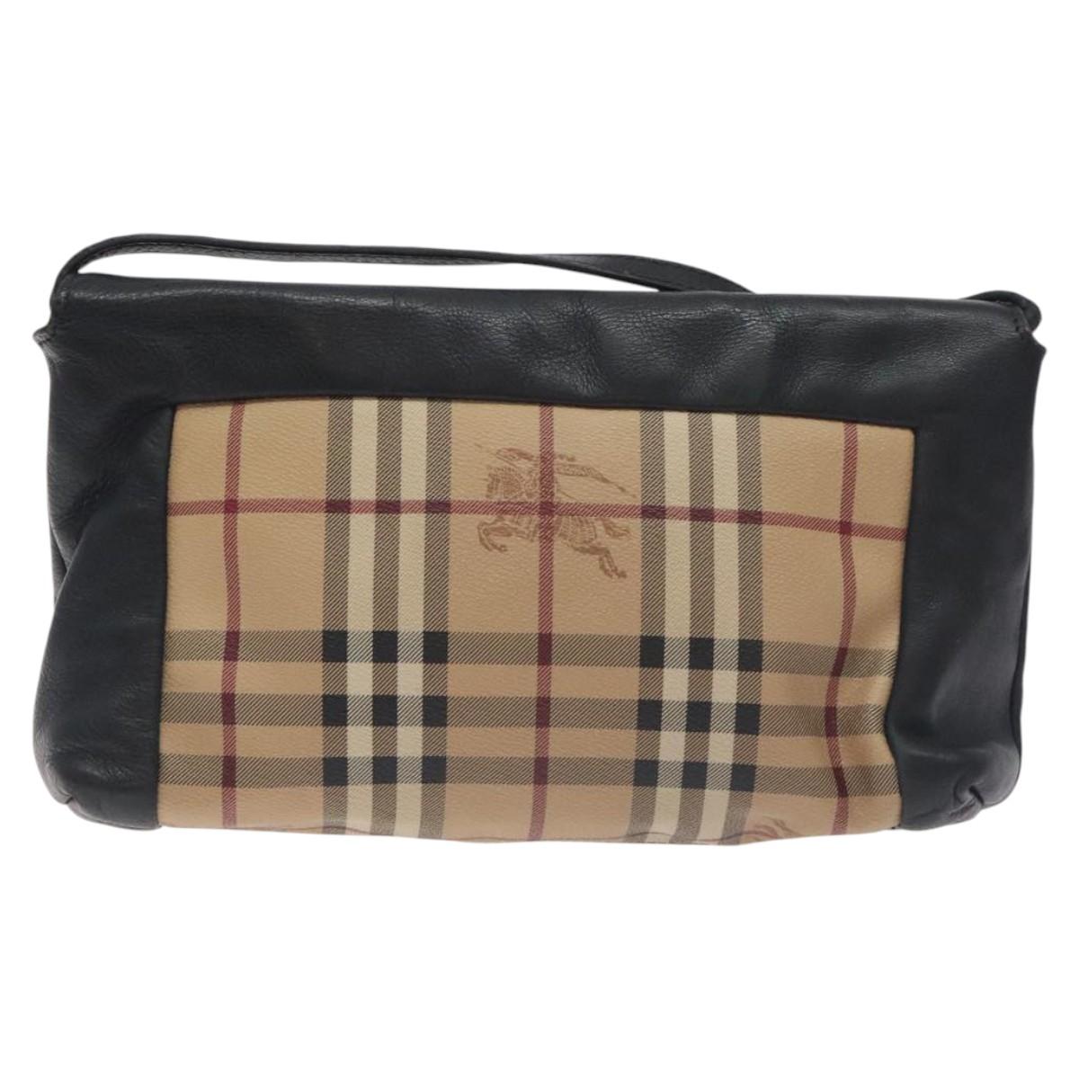 BURBERRY Nova Check Shoulder Bag PVC Beige Auth 128447