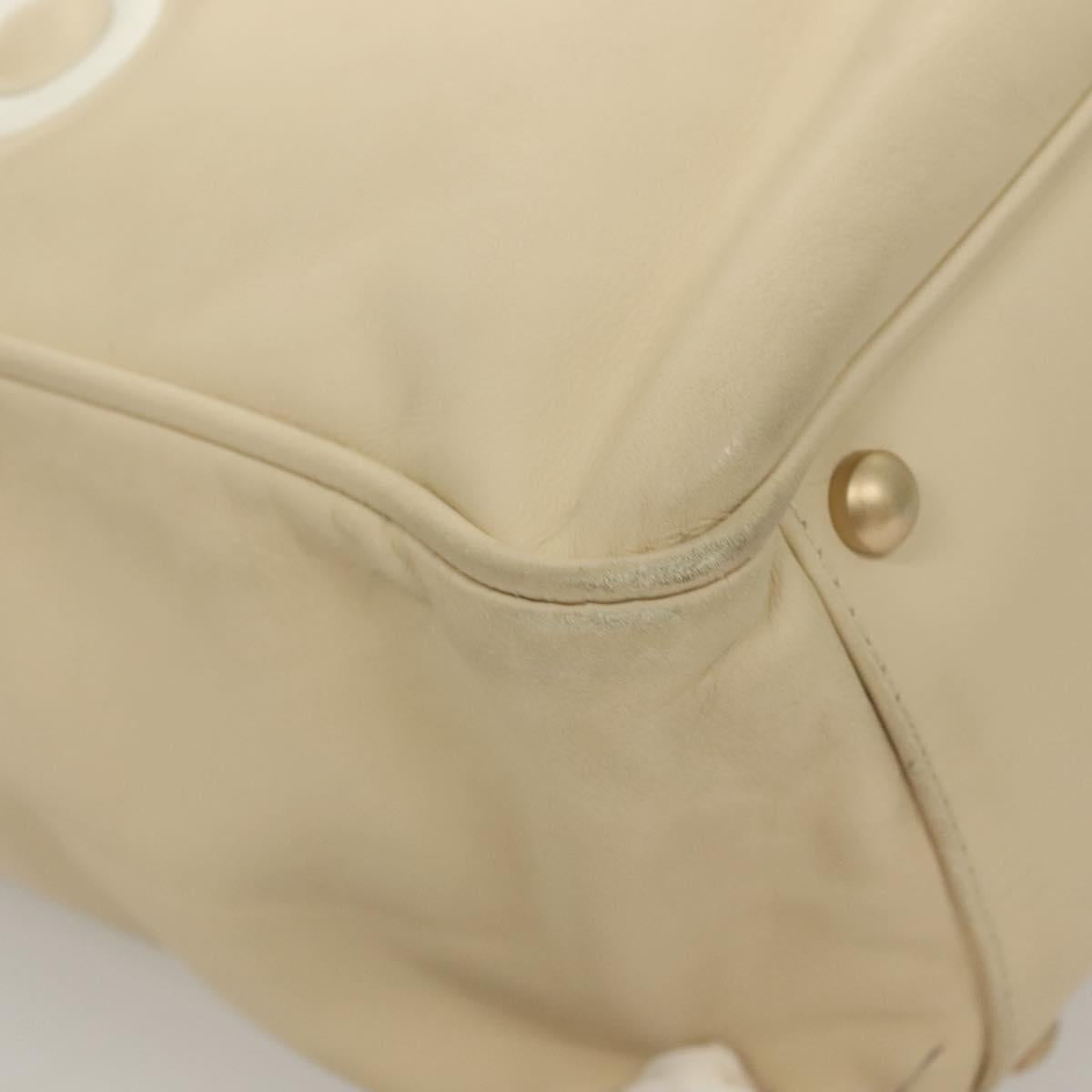 CHANEL Camelia Tote Bag Leather Beige CC Auth 128453