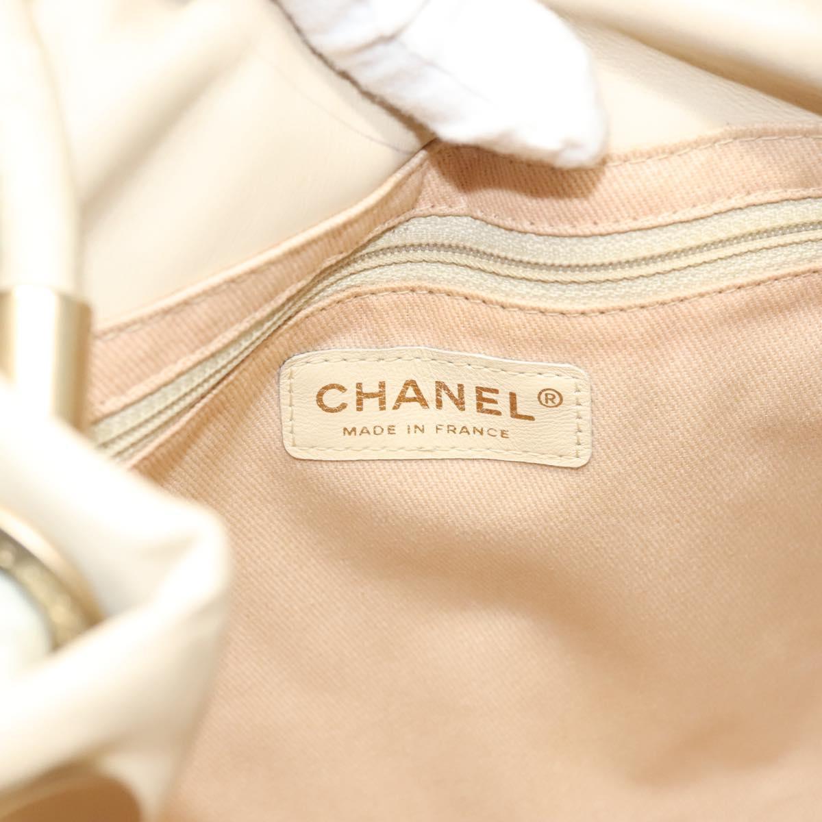 CHANEL Camelia Tote Bag Leather Beige CC Auth 128453
