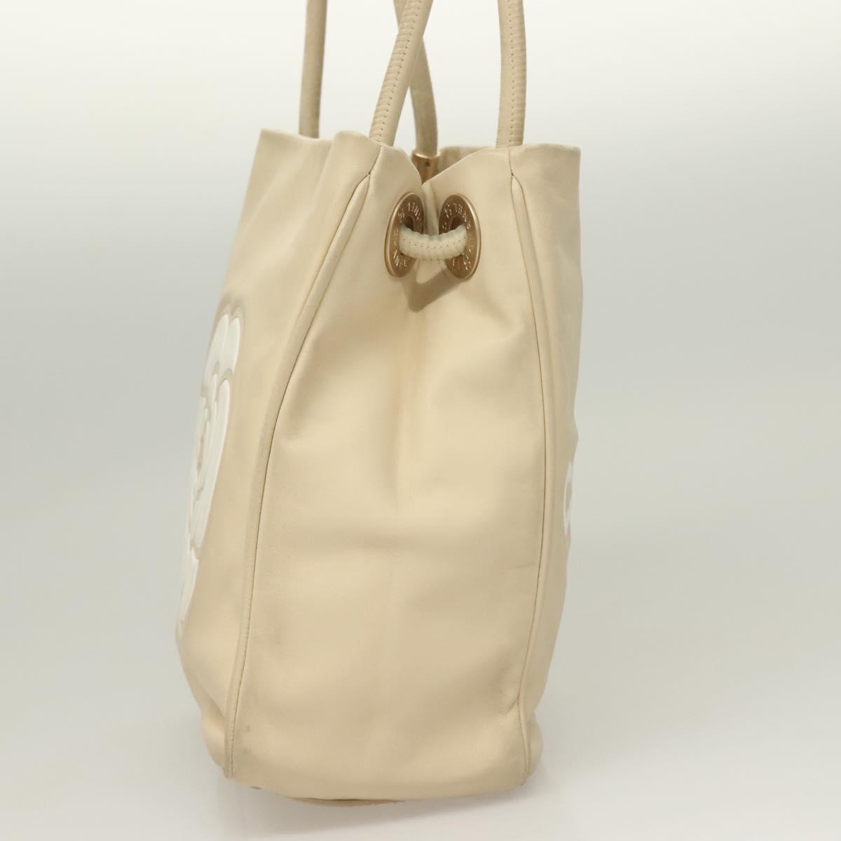 CHANEL Camelia Tote Bag Leather Beige CC Auth 128453