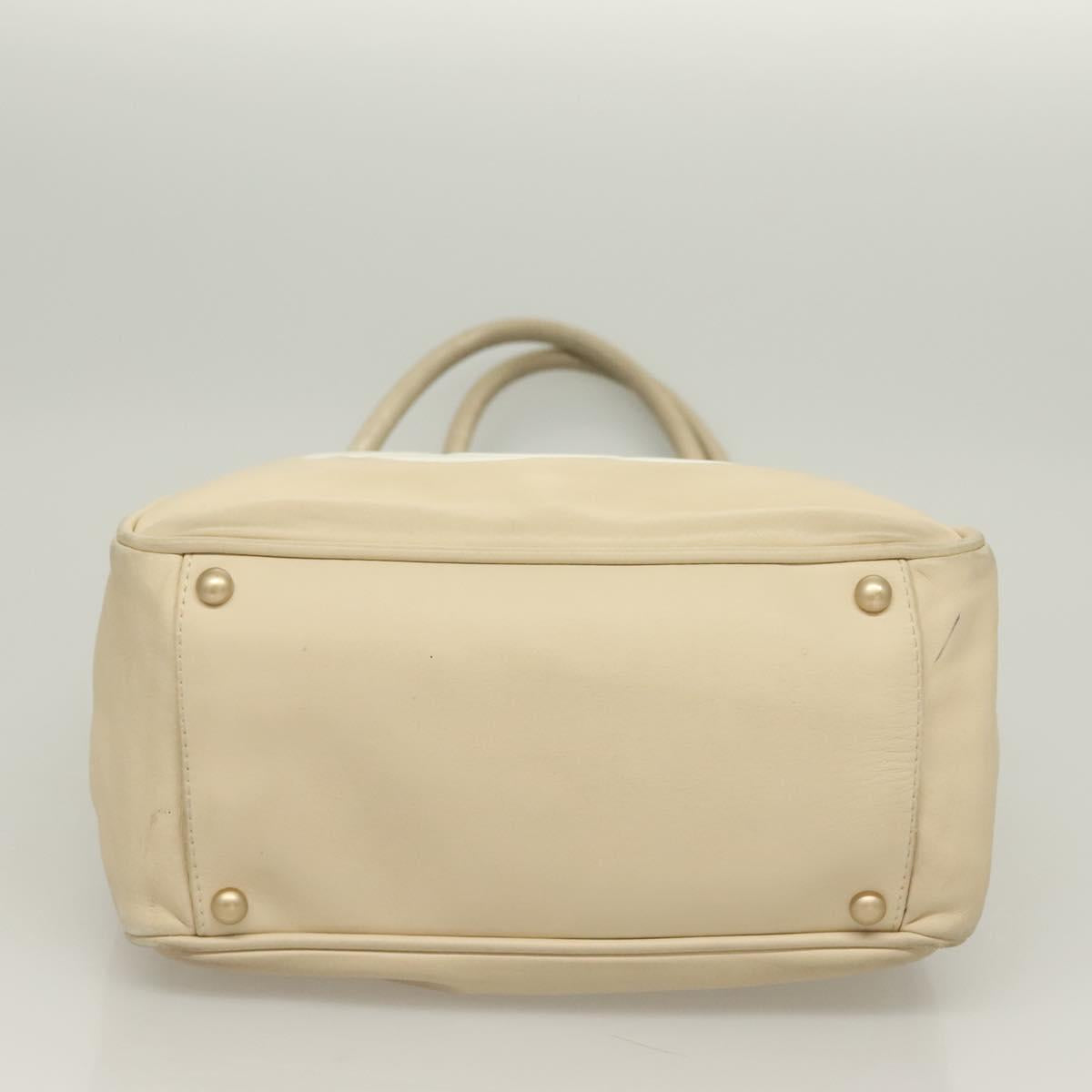CHANEL Camelia Tote Bag Leather Beige CC Auth 128453
