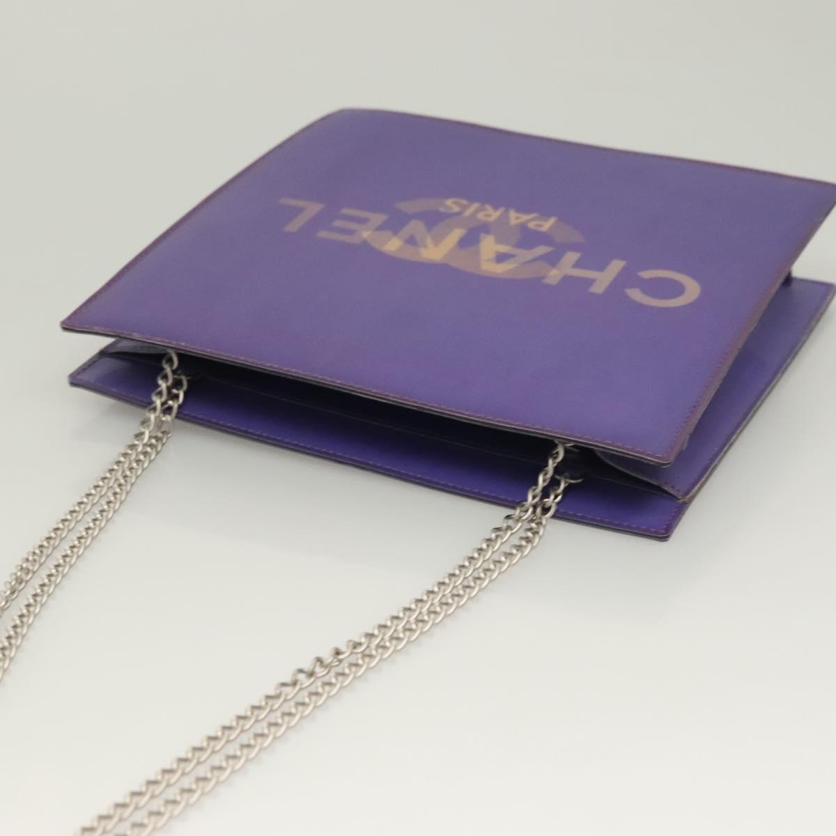 CHANEL Hologram Chain Shoulder Bag Vinyl Purple CC Auth 128454V