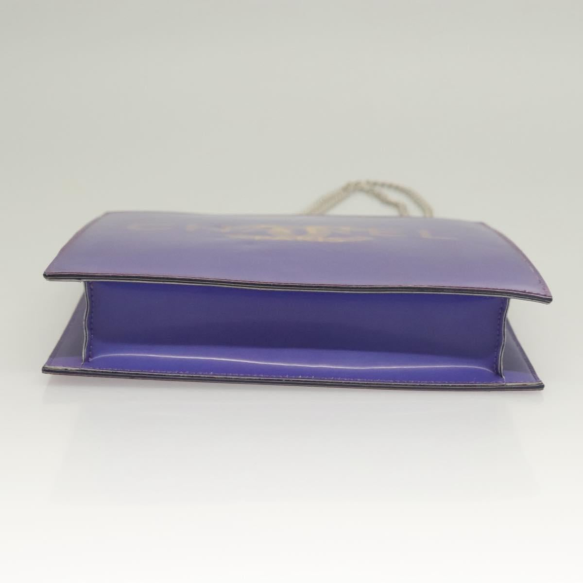 CHANEL Hologram Chain Shoulder Bag Vinyl Purple CC Auth 128454V