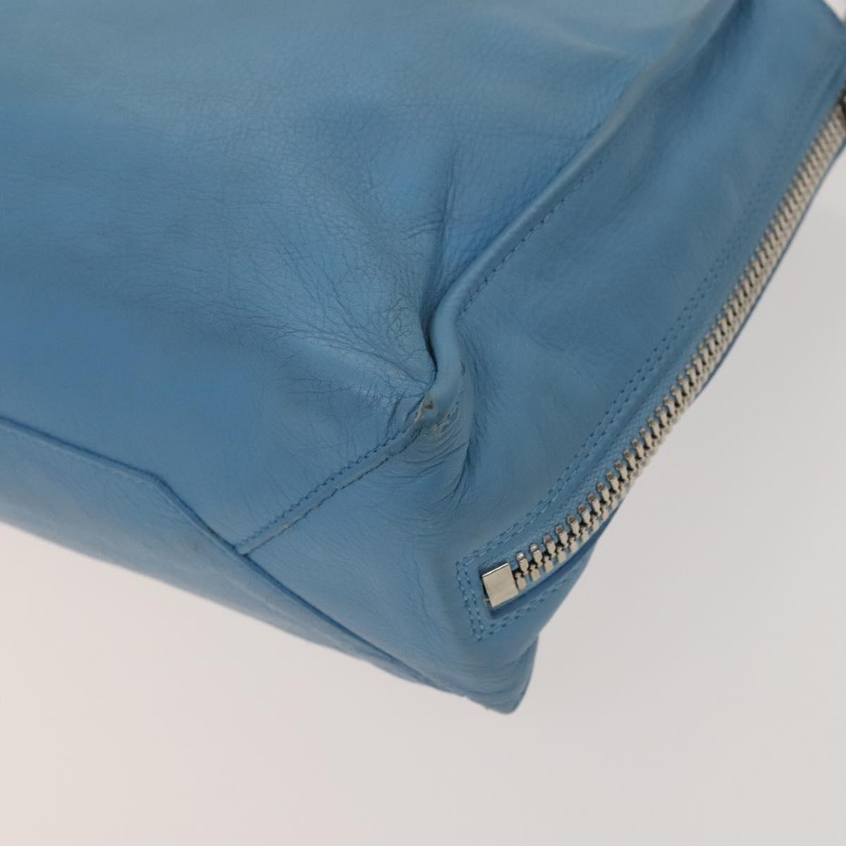 BALENCIAGA The Paper Hand Bag Leather 2way Light Blue Silver 370926 Auth 128459