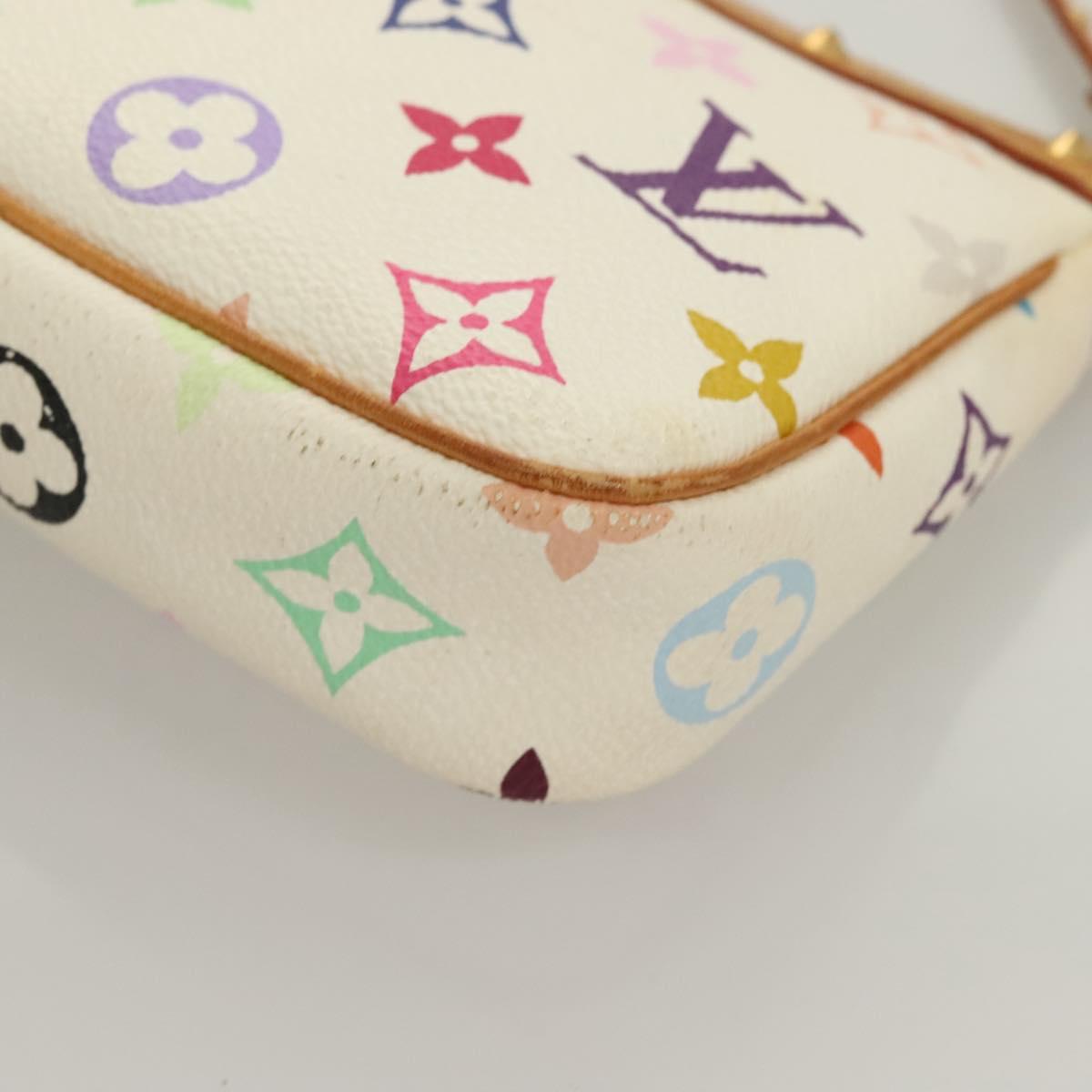 LOUIS VUITTON Multicolor Pochette Accessoires Pouch White M92649 LV Auth 128470V