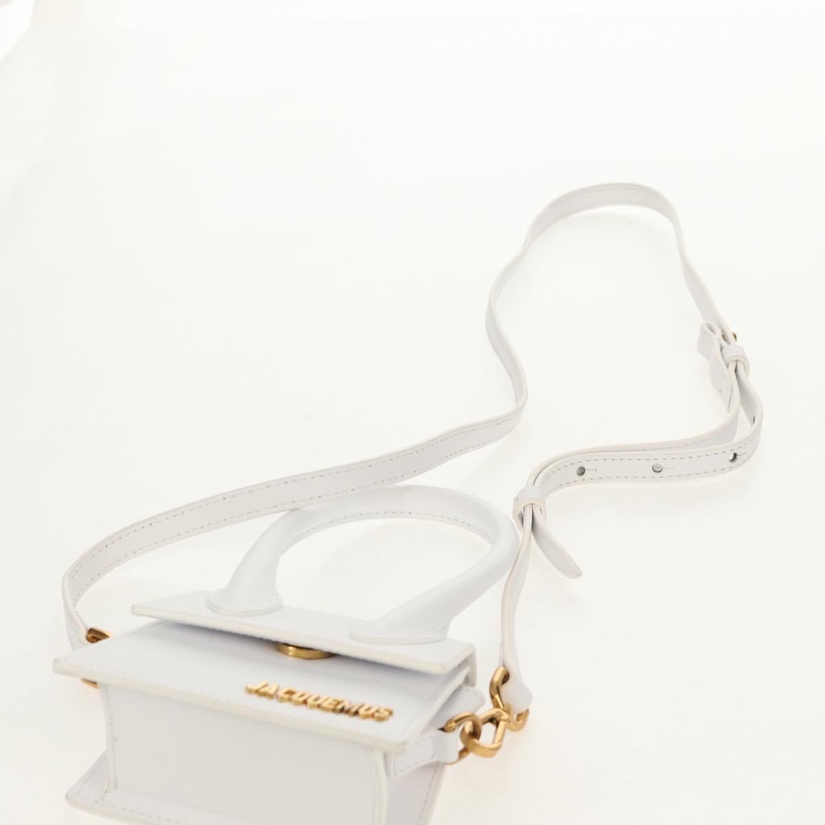 JACQUEMUS Mini Hand Bag Leather 2way White Gold Auth 128500M