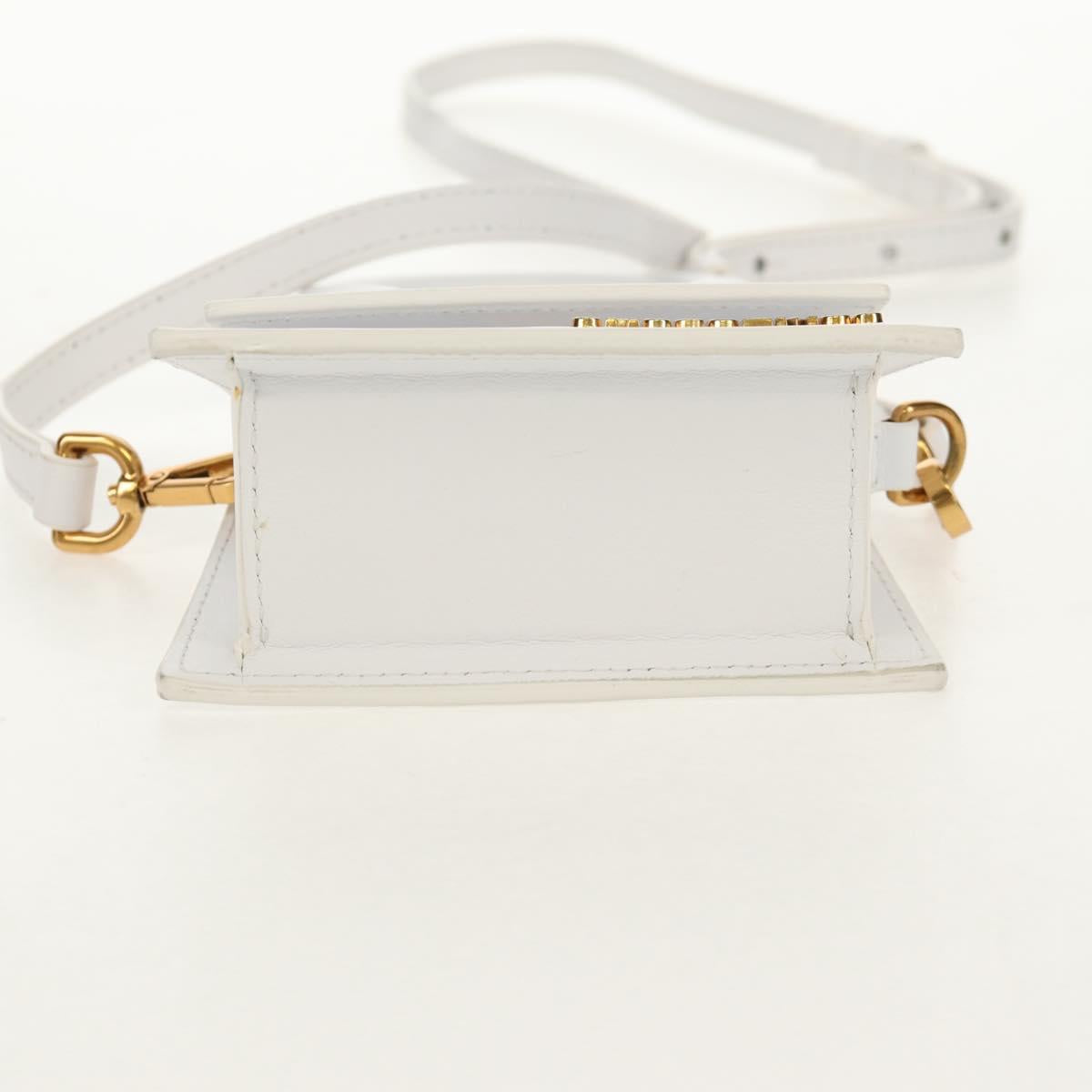 JACQUEMUS Mini Hand Bag Leather 2way White Gold Auth 128500M