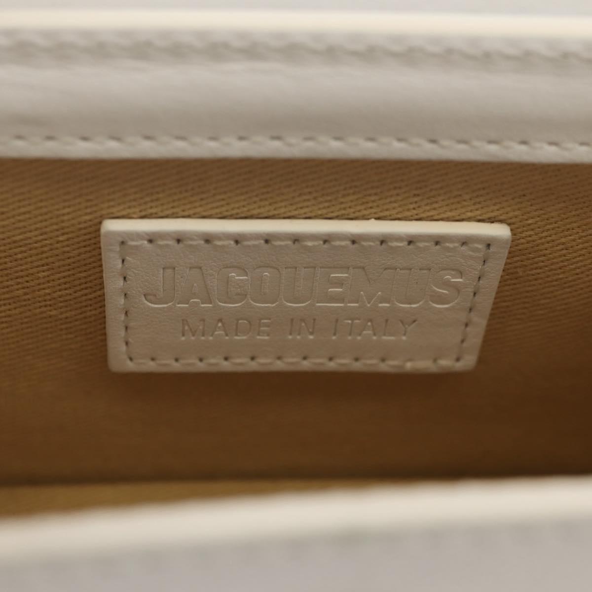 JACQUEMUS Mini Hand Bag Leather 2way White Gold Auth 128500M