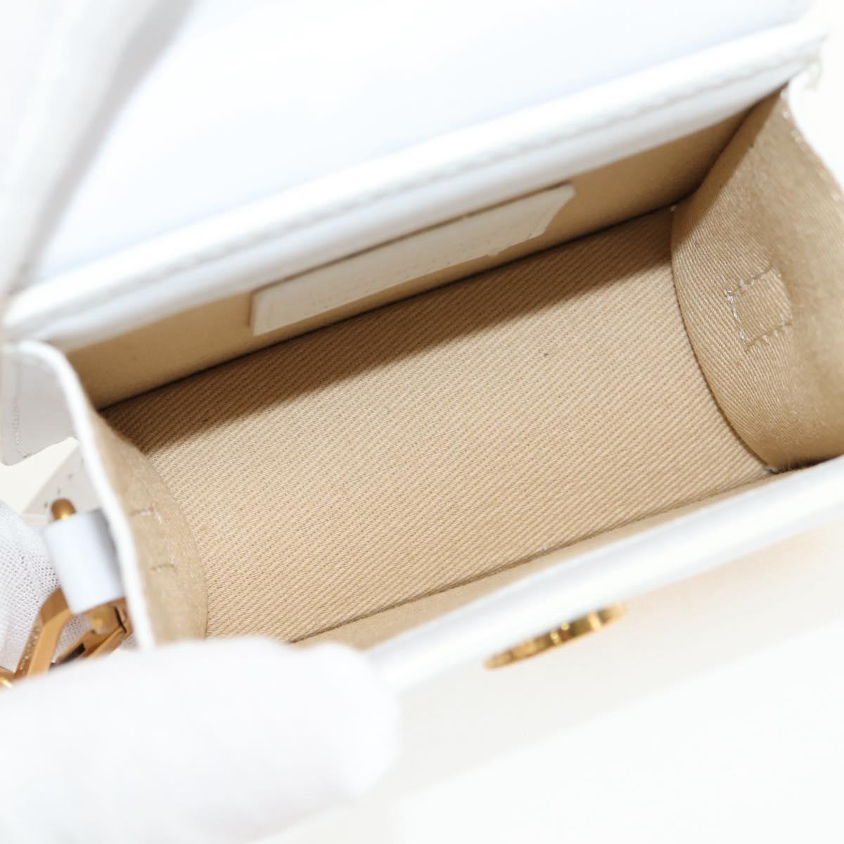 JACQUEMUS Mini Hand Bag Leather 2way White Gold Auth 128500M