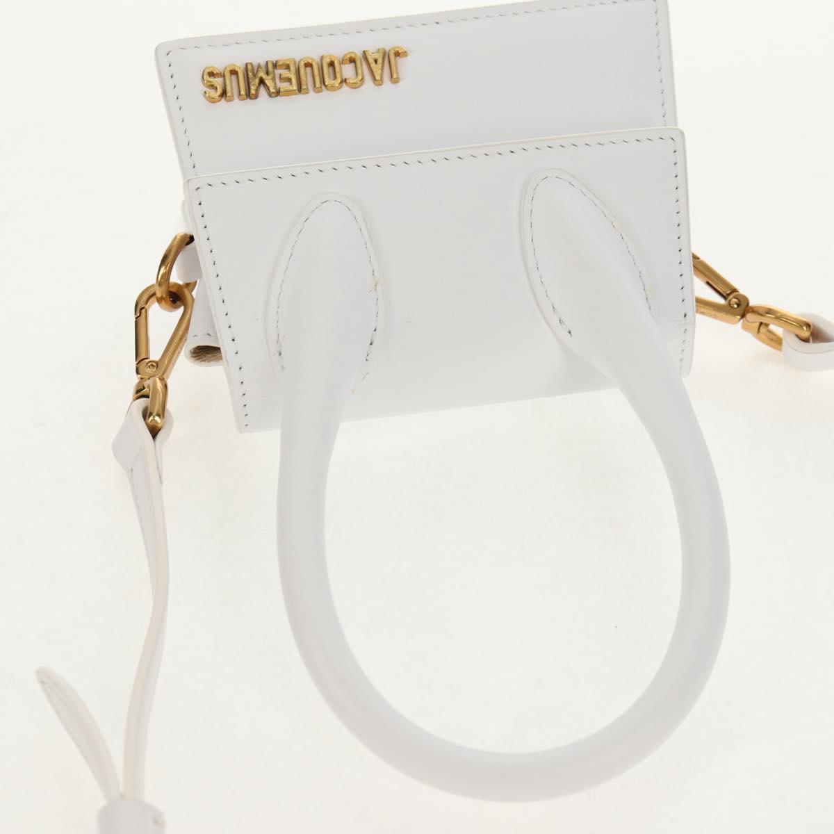 JACQUEMUS Mini Hand Bag Leather 2way White Gold Auth 128500M