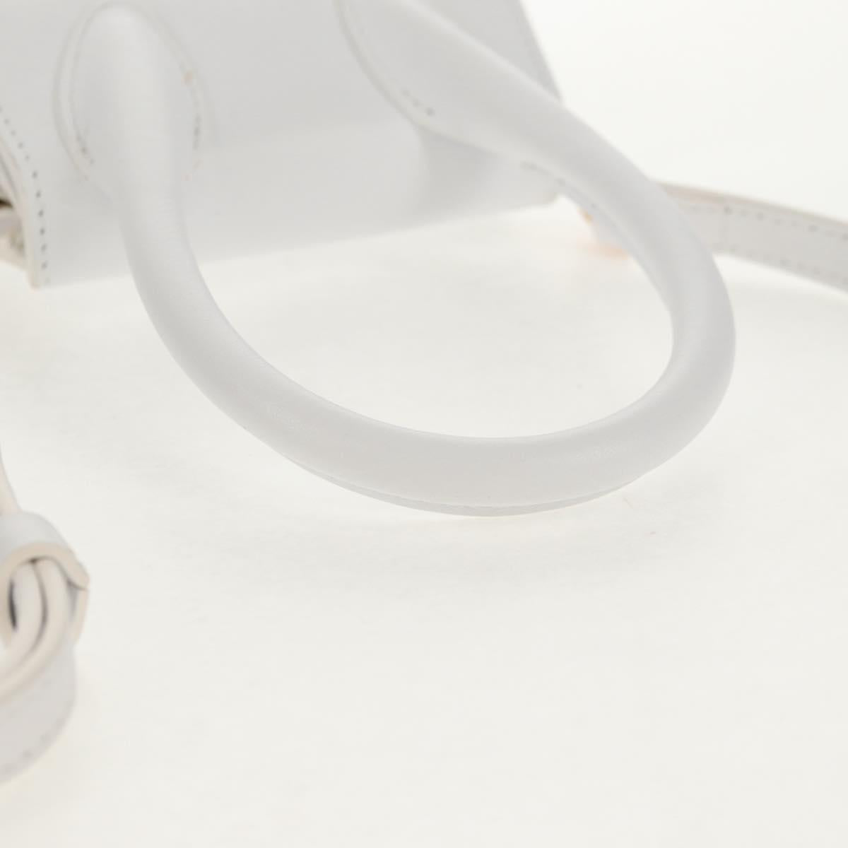 JACQUEMUS Mini Hand Bag Leather 2way White Gold Auth 128500M