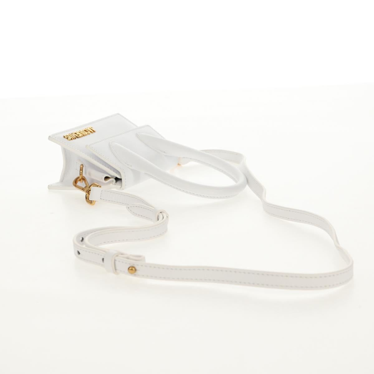 JACQUEMUS Mini Hand Bag Leather 2way White Gold Auth 128500M
