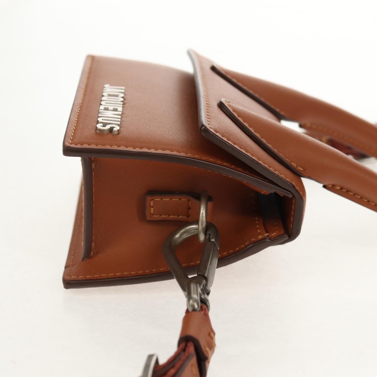 JACQUEMUS Mini Hand Bag Leather 2way Brown Gold Auth 128501M