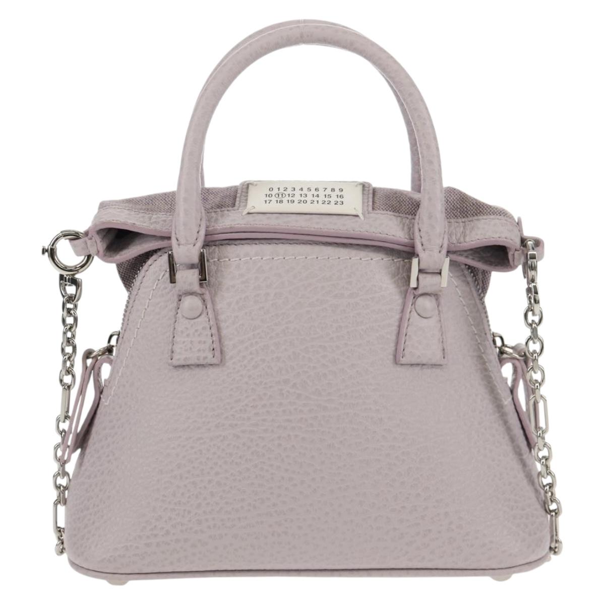 Maison Margiela Chain Shoulder Bag Leather 2way Pastel Purple Auth 128503M