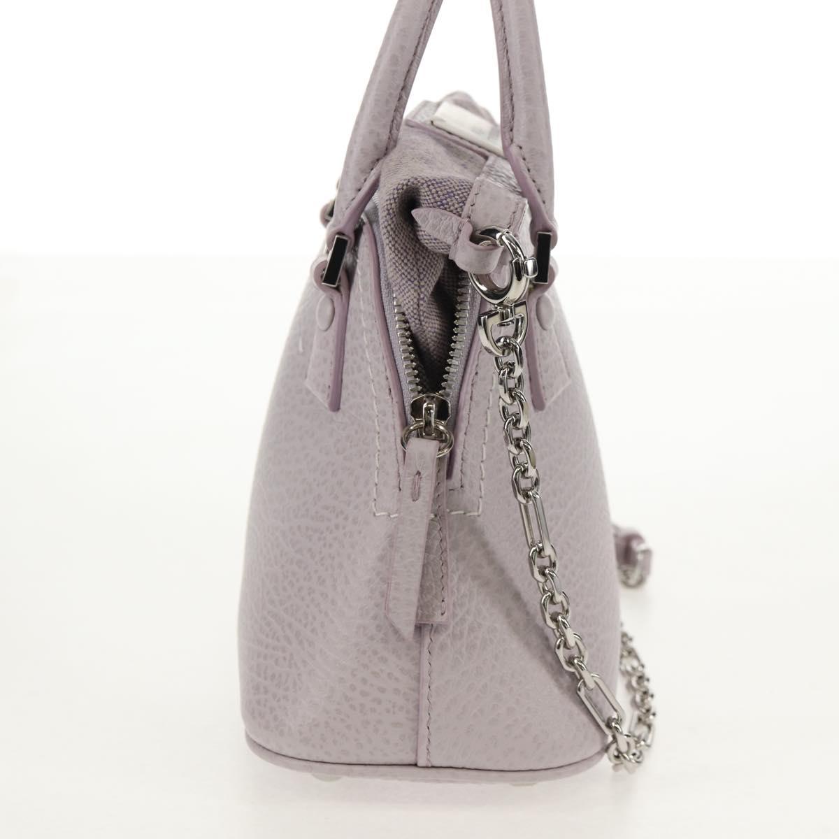 Maison Margiela Chain Shoulder Bag Leather 2way Pastel Purple Auth 128503M
